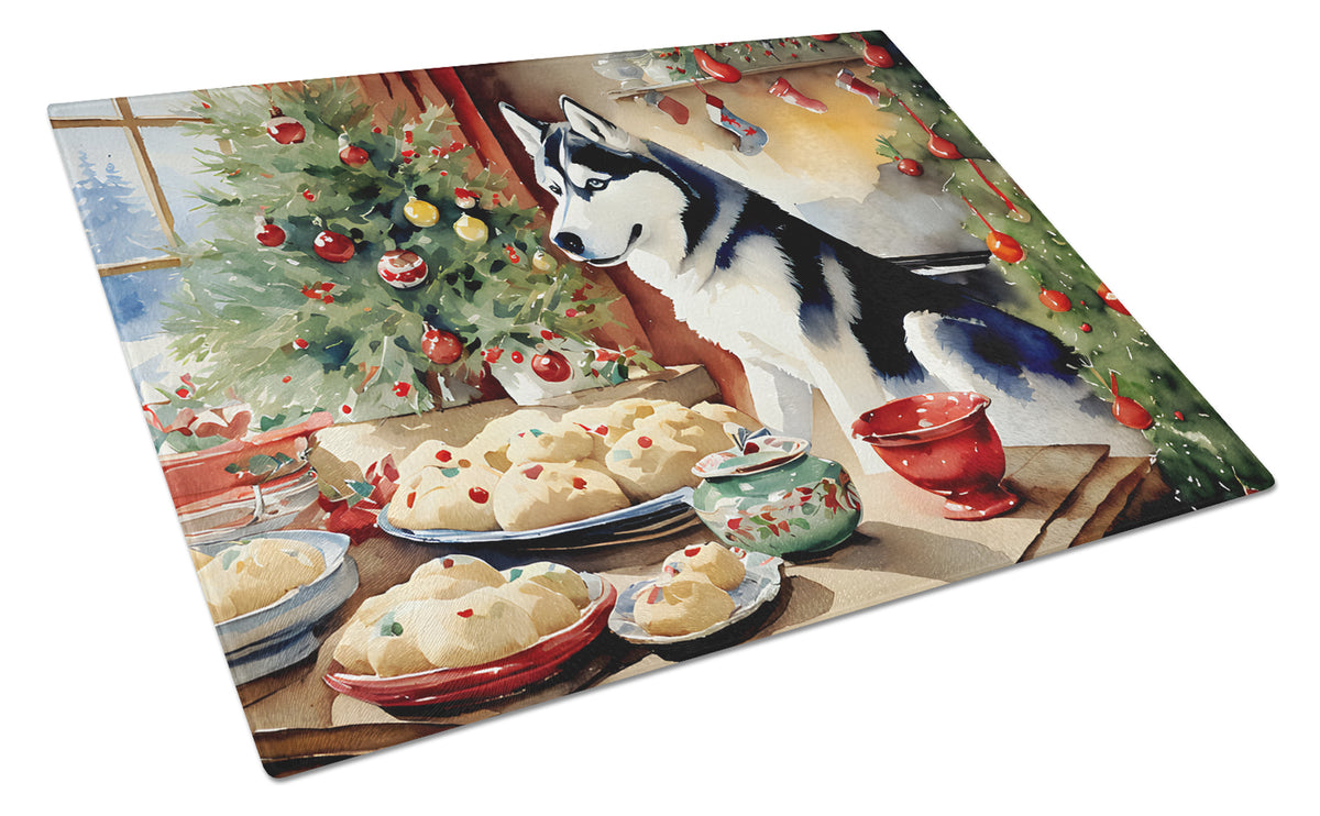 Buy this Siberian Husky Christmas Cookies Glass Cutting Board