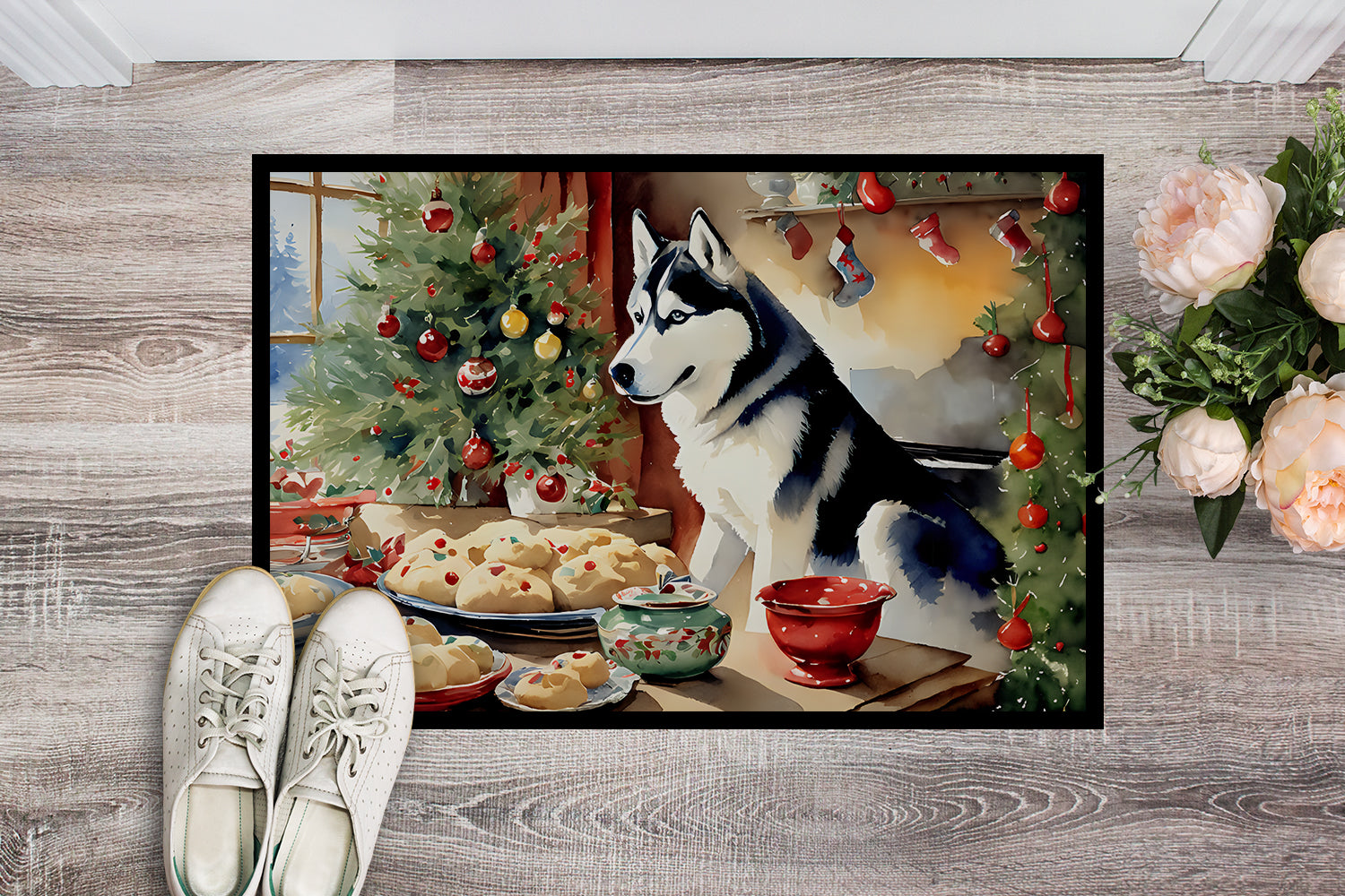 Buy this Siberian Husky Christmas Cookies Doormat