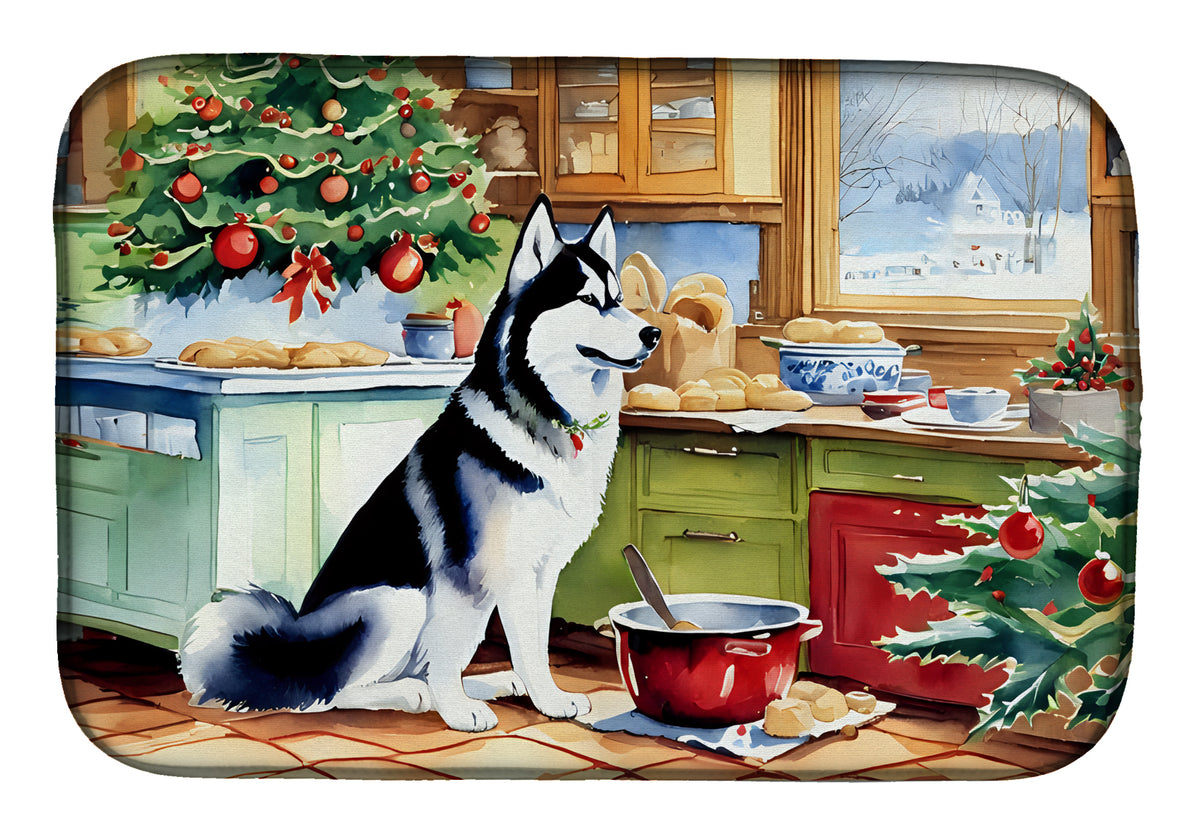 Buy this Siberian Husky Christmas Cookies Dish Drying Mat