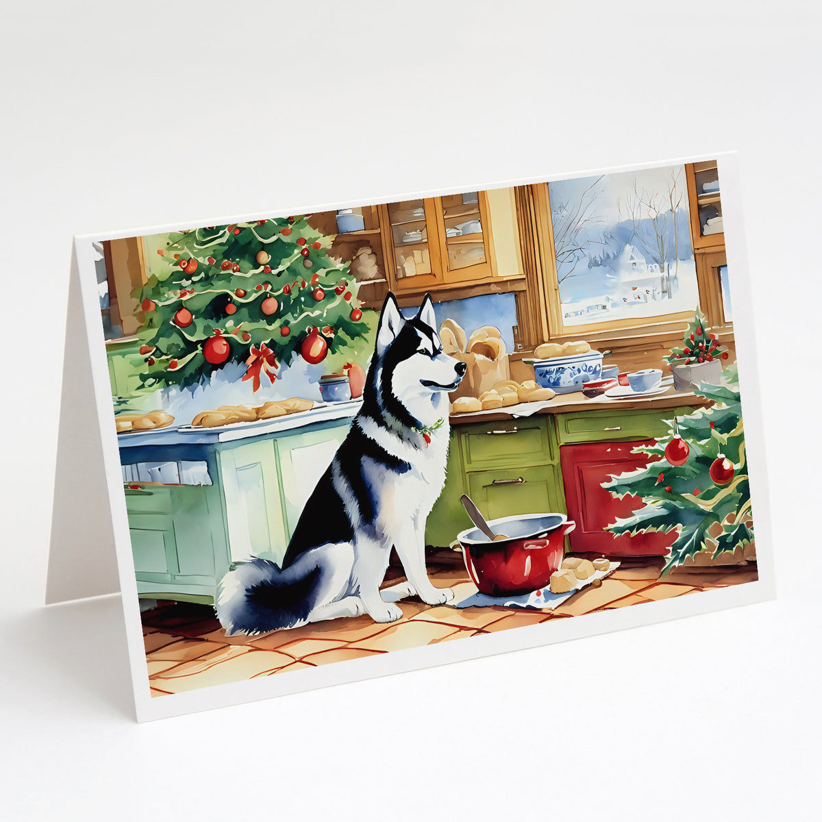 Buy this Siberian Husky Christmas Cookies Greeting Cards Pack of 8