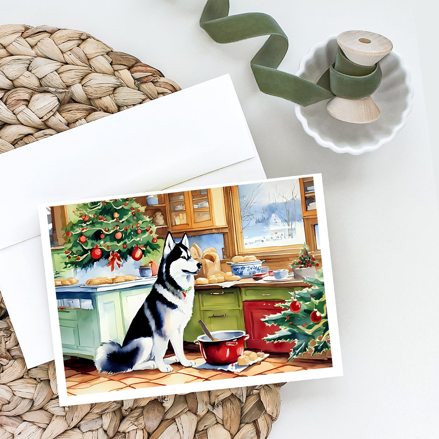 Buy this Siberian Husky Christmas Cookies Greeting Cards Pack of 8