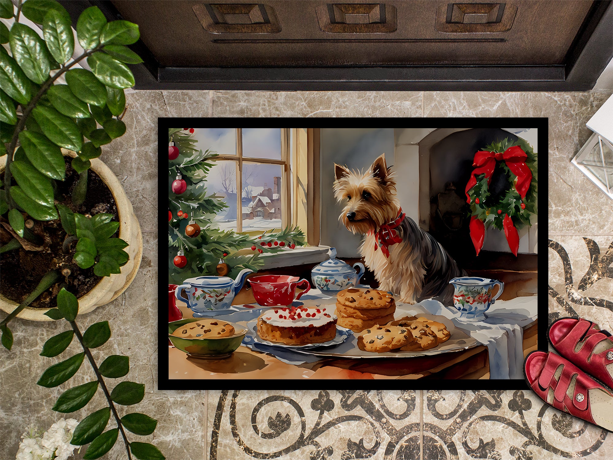 Silky Terrier Christmas Cookies Doormat