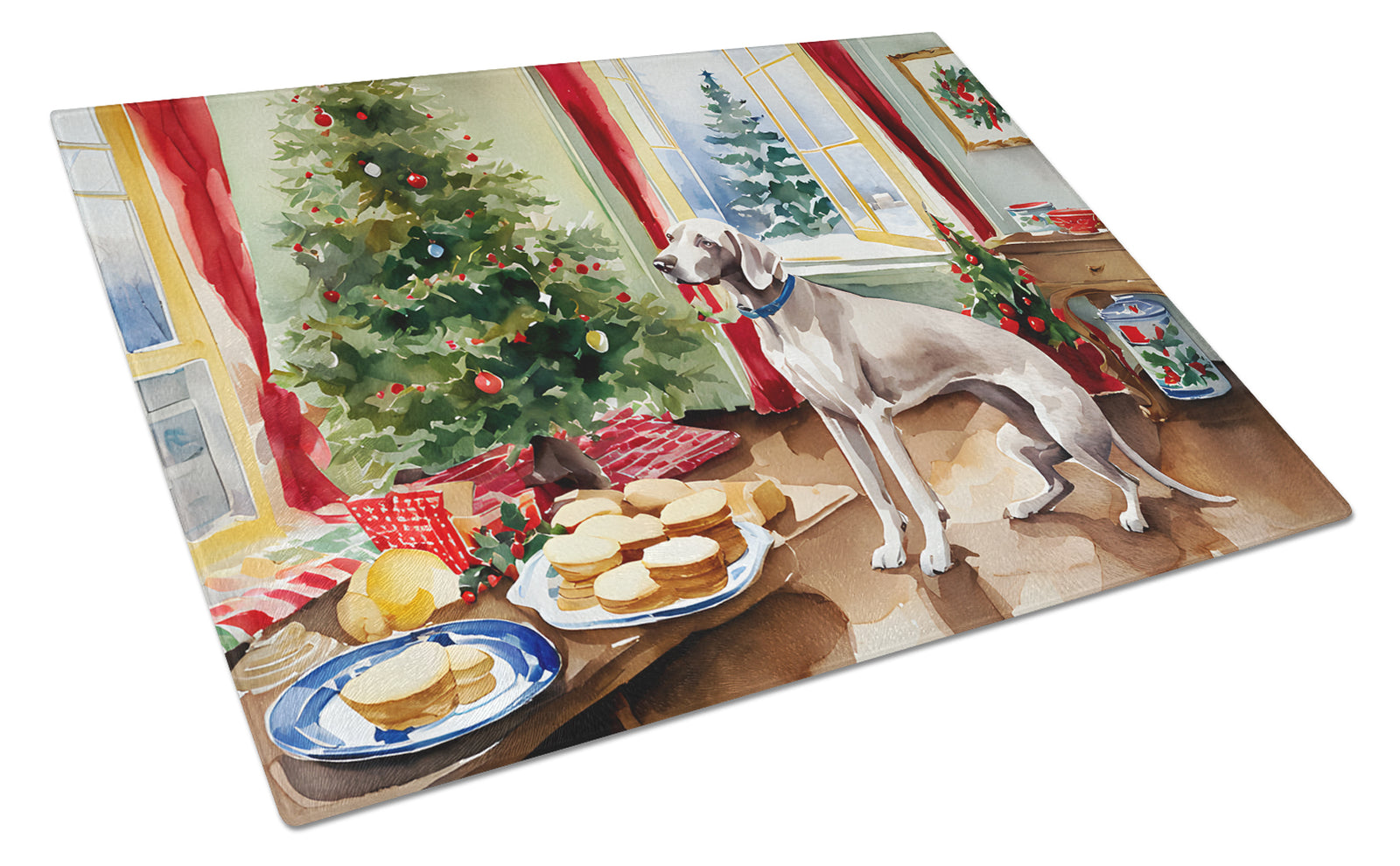 Buy this Weimaraner Christmas Cookies Glass Cutting Board