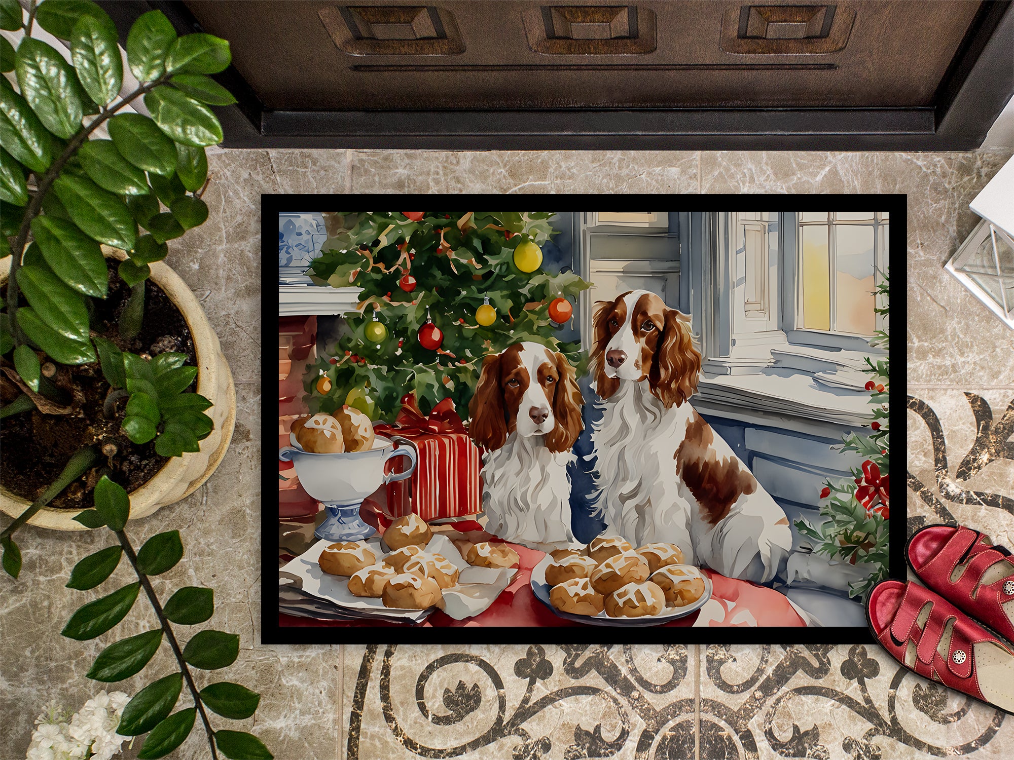 Welsh Springer Spaniel Christmas Cookies Doormat