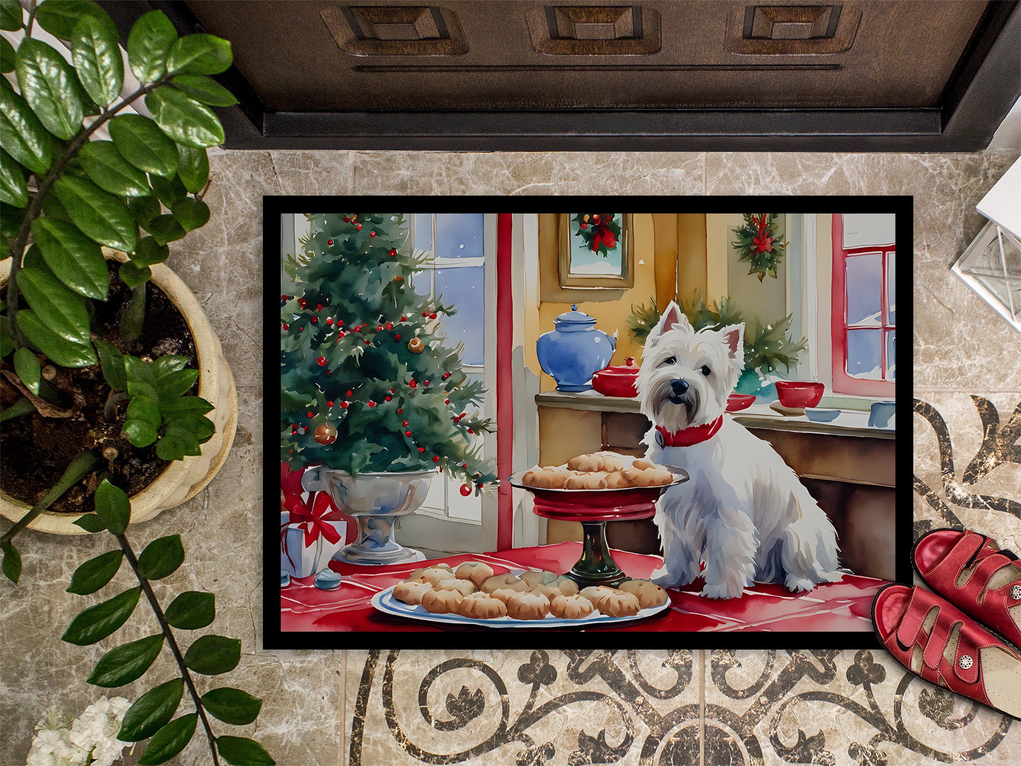 Westie Christmas Cookies Doormat