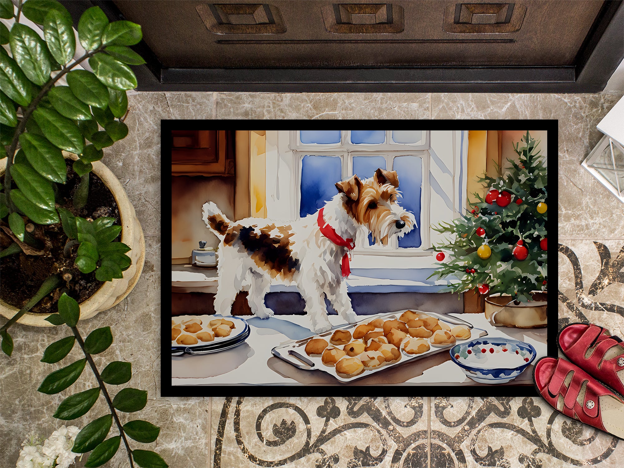 Wire Fox Terrier Christmas Cookies Doormat