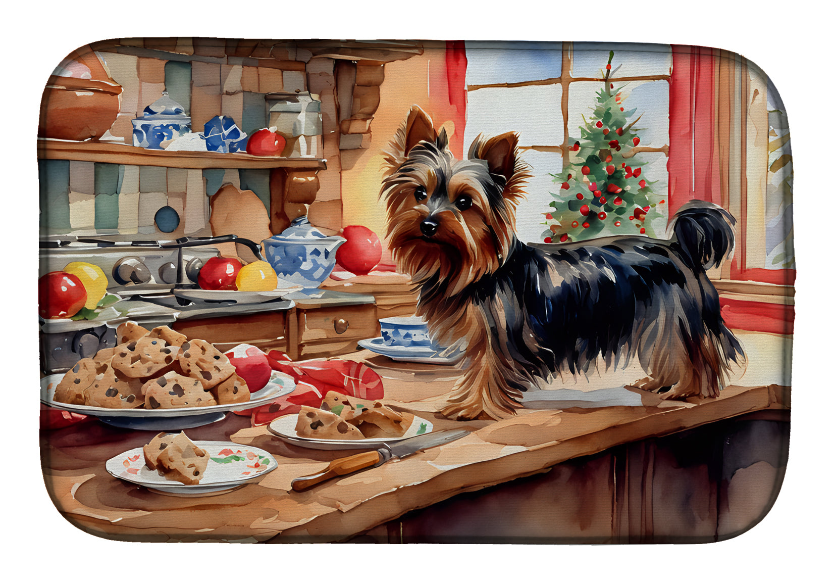 Buy this Yorkshire Terrier Yorkie Christmas Cookies Dish Drying Mat