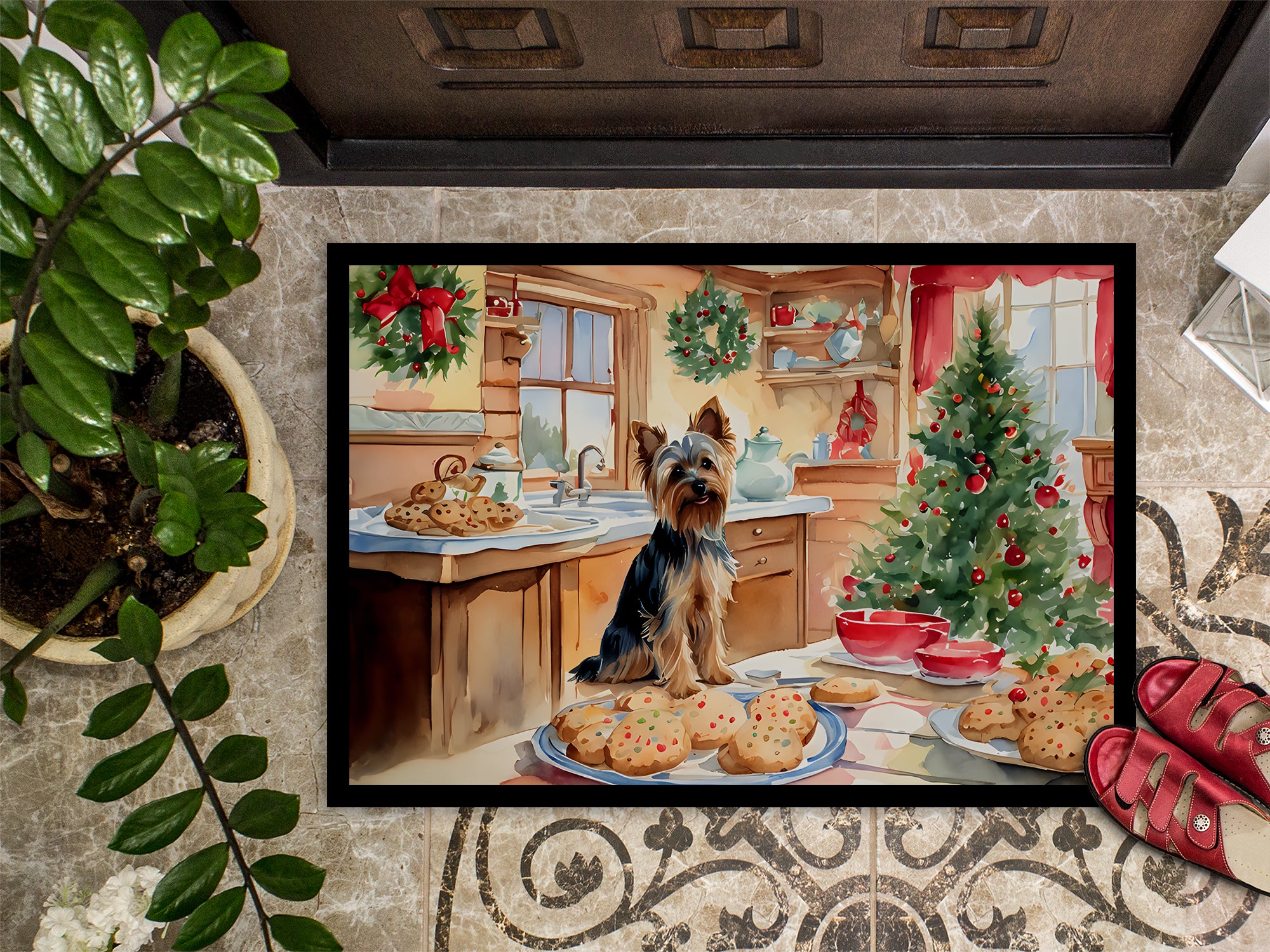 Yorkshire Terrier Yorkie Christmas Cookies Doormat