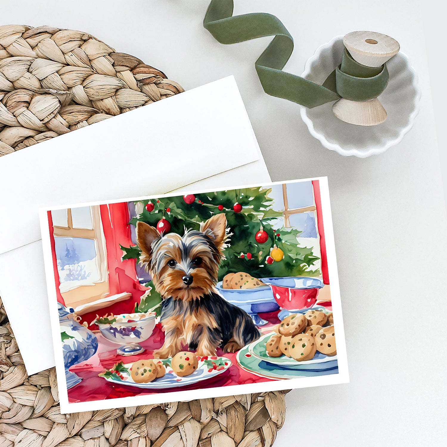 Yorkshire Terrier Yorkie Christmas Cookies Greeting Cards Pack of 8
