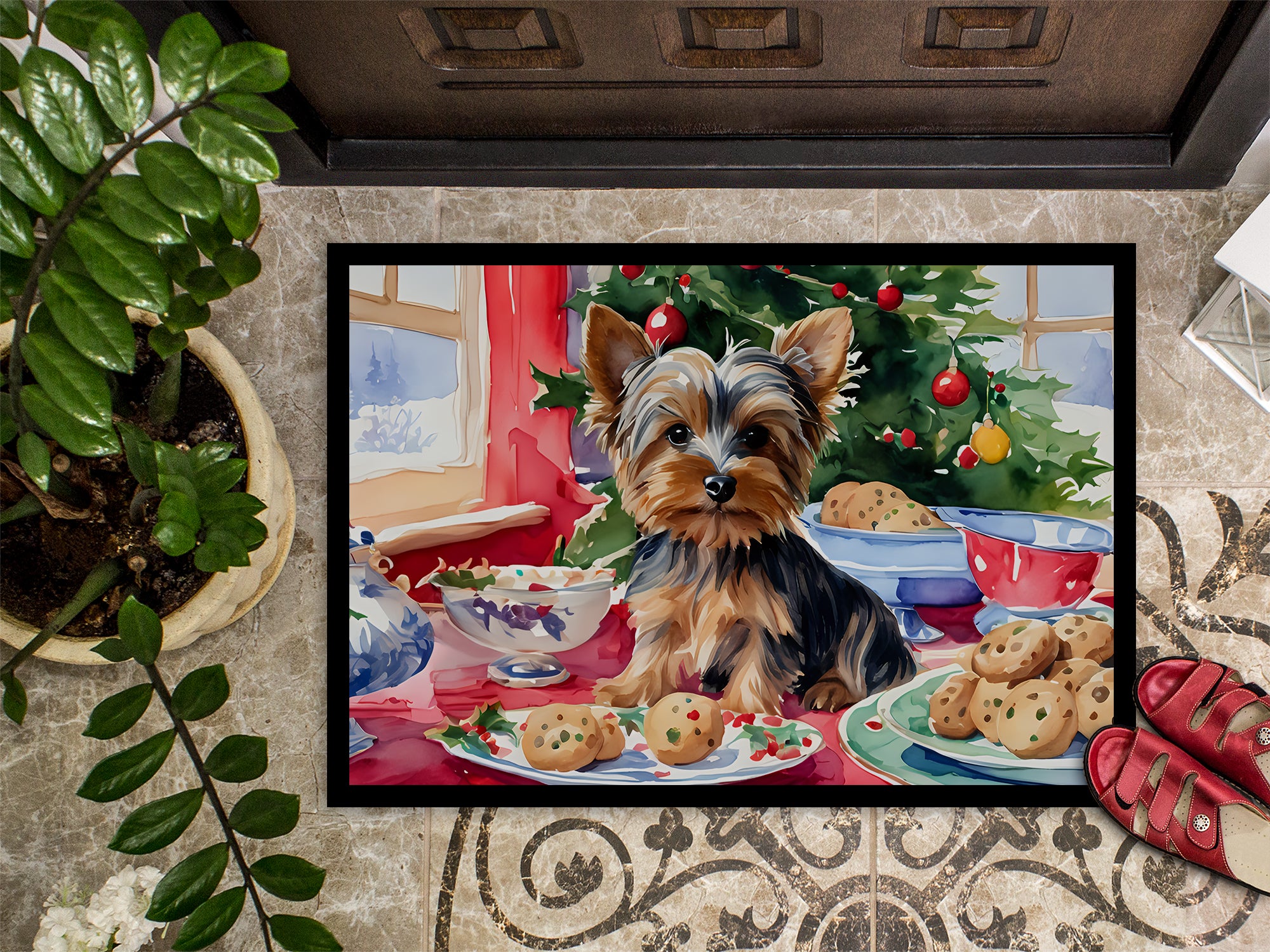 Yorkshire Terrier Yorkie Christmas Cookies Doormat