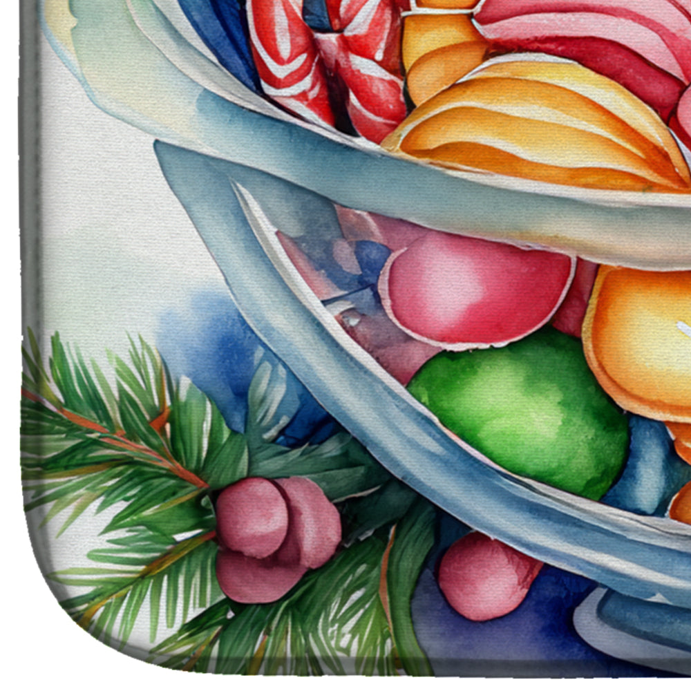 Christmas Candy Canes Dish Drying Mat