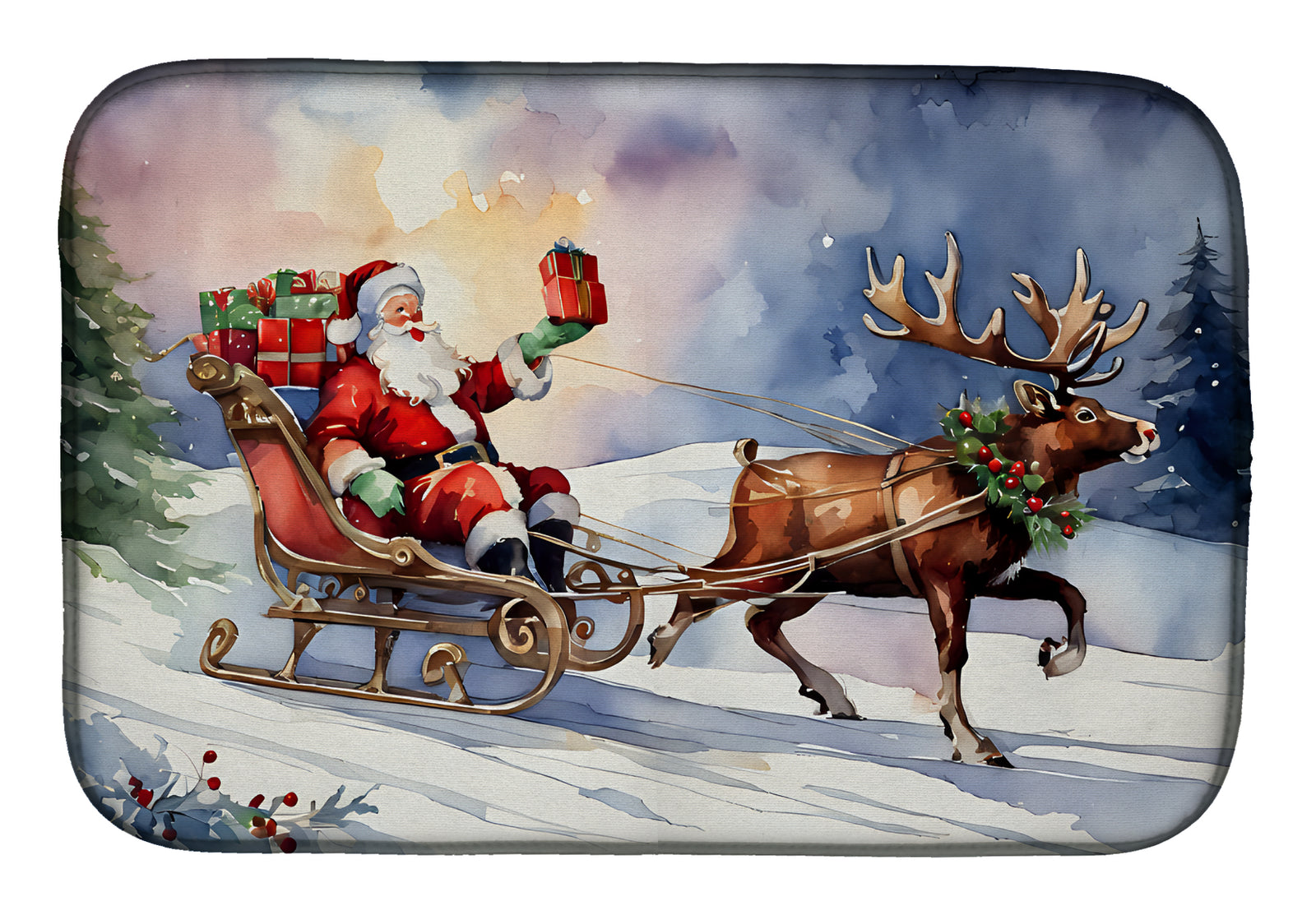 Buy this Christmas Santa and Sleigh Dish Drying Mat