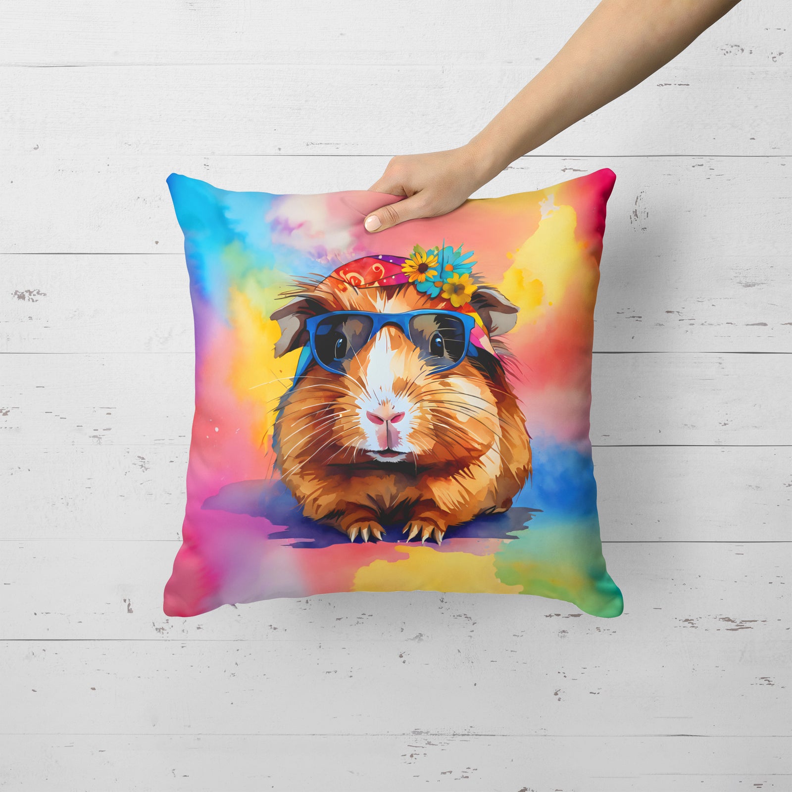 Caroline's Treasures Hippie Animal Guinea Pig Throw Pillow