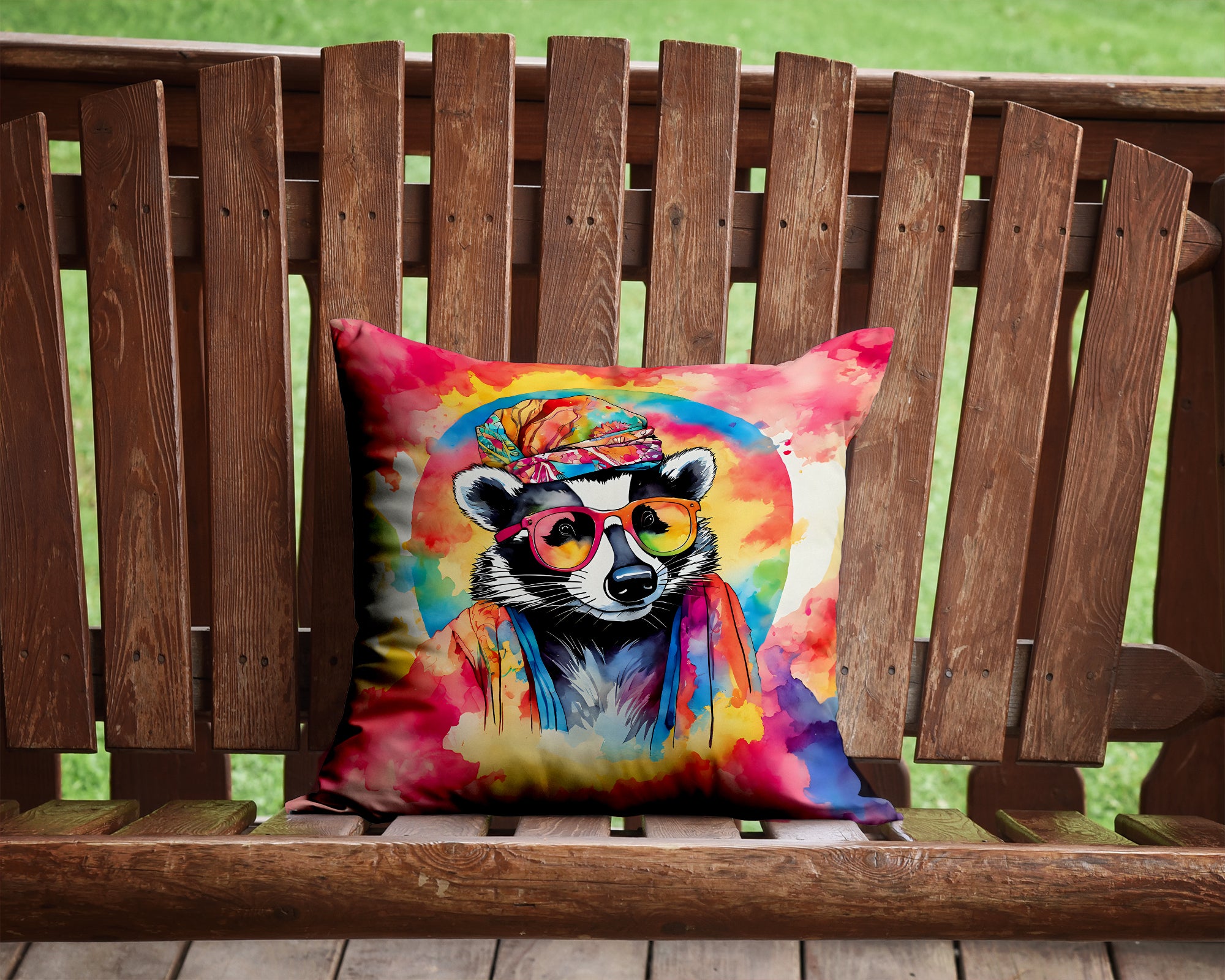 Hippie Animal Badger Throw Pillow