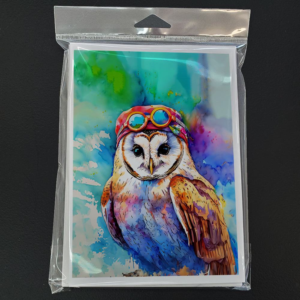 Hippie Animal Barn Owl Greeting Cards Pack of 8