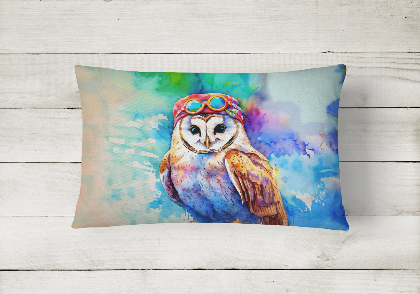 Hippie Animal Barn Owl Throw Pillow