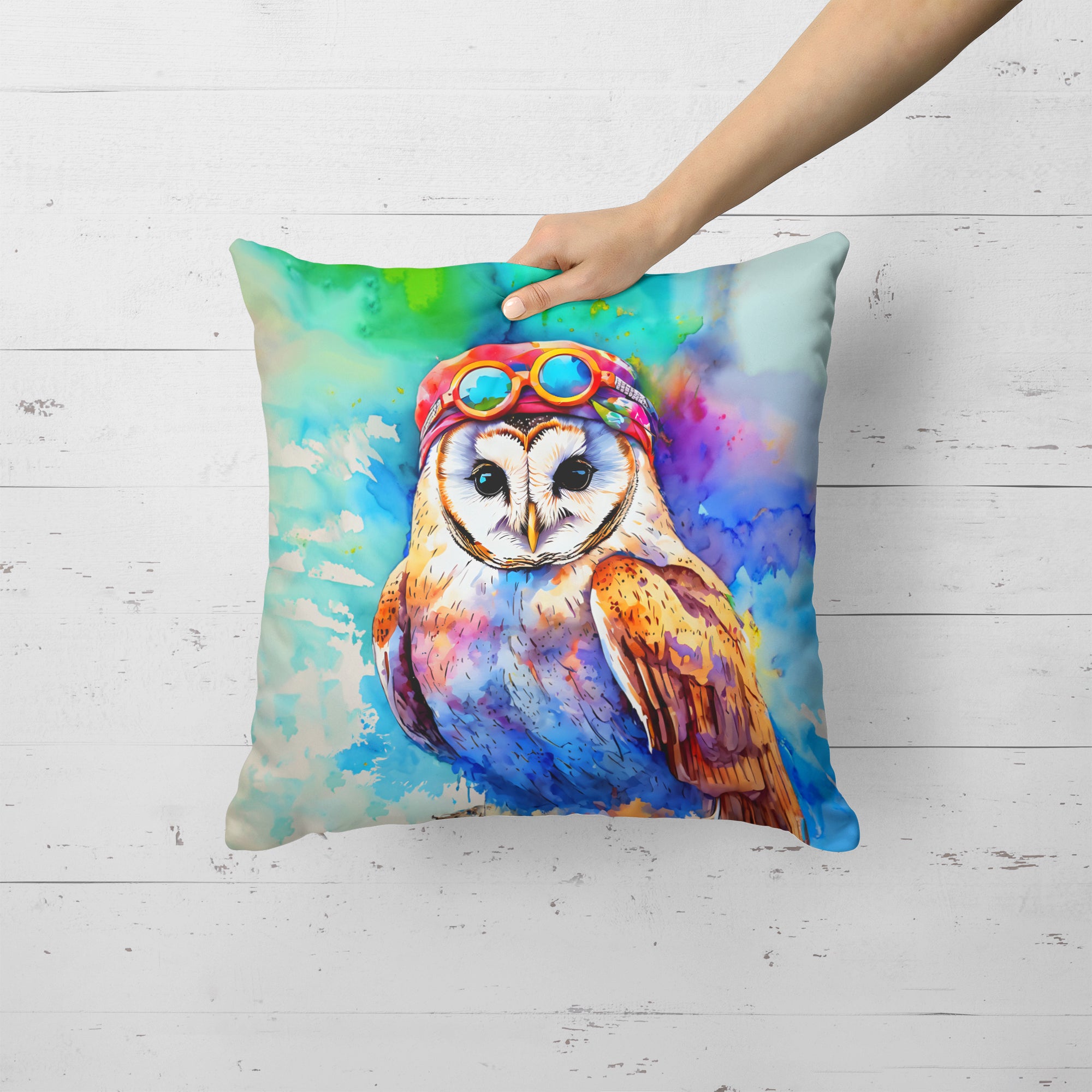 Hippie Animal Barn Owl Throw Pillow