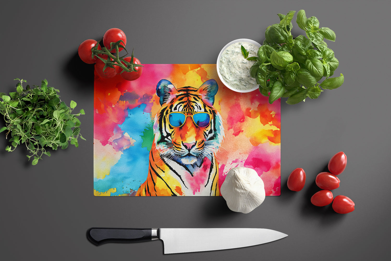 Hippie Animal Bengal Tiger Glass Cutting Board