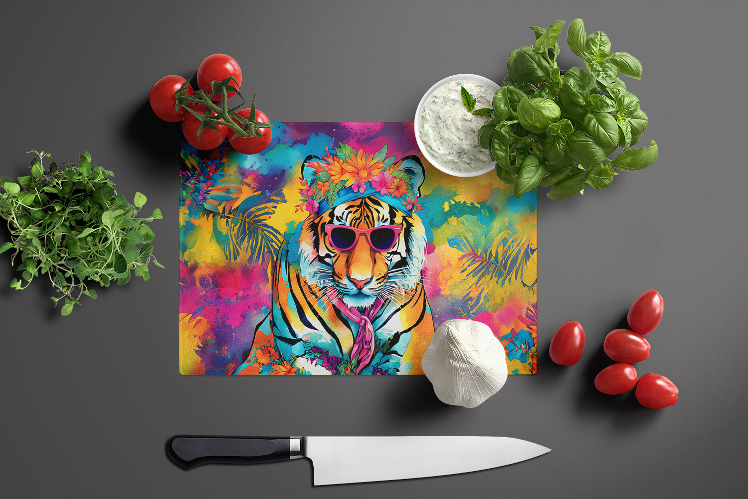 Hippie Animal Bengal Tiger Glass Cutting Board