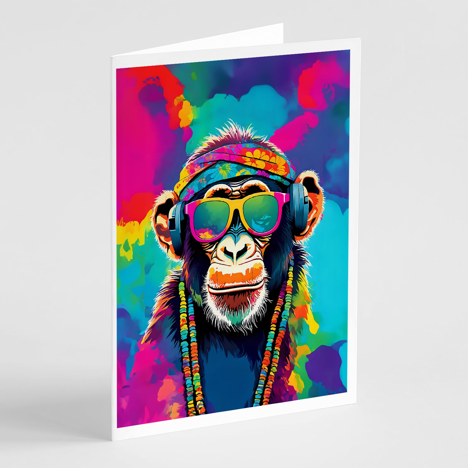 Buy this Hippie Animal Chimpanzee Greeting Cards Pack of 8