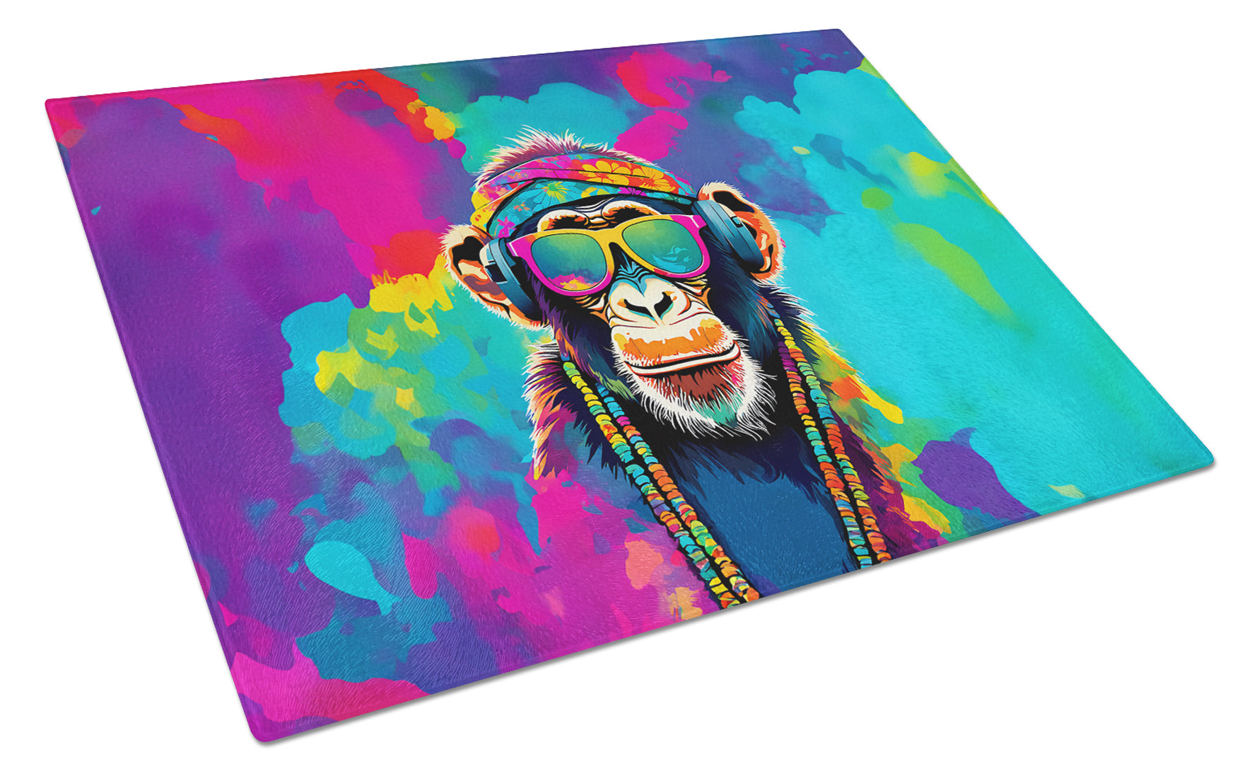 Buy this Hippie Animal Chimpanzee Glass Cutting Board