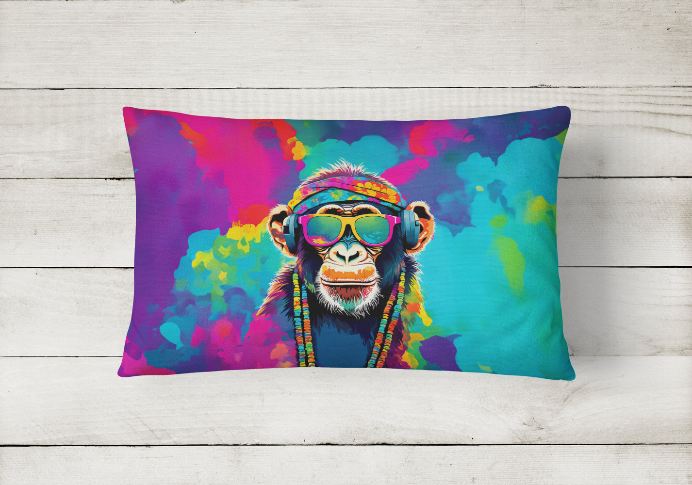 Buy this Hippie Animal Chimpanzee Throw Pillow