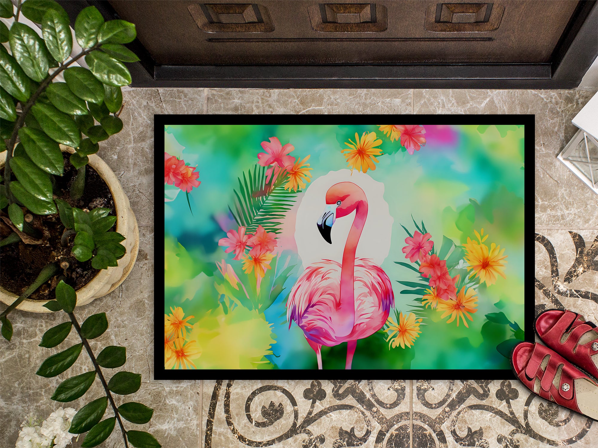 Hippie Animal Flamingo Doormat