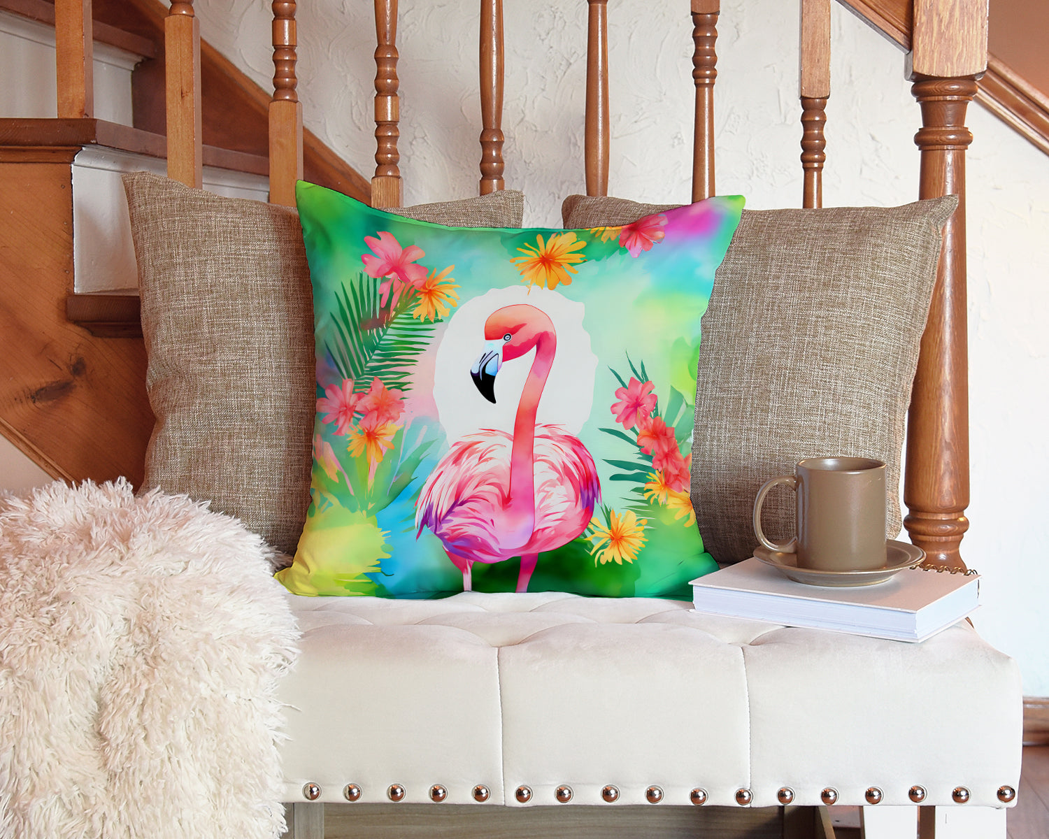 Hippie Animal Flamingo Throw Pillow