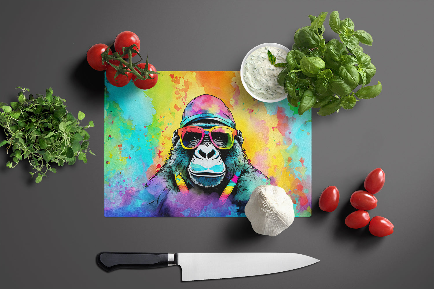 Hippie Animal Gorilla Glass Cutting Board