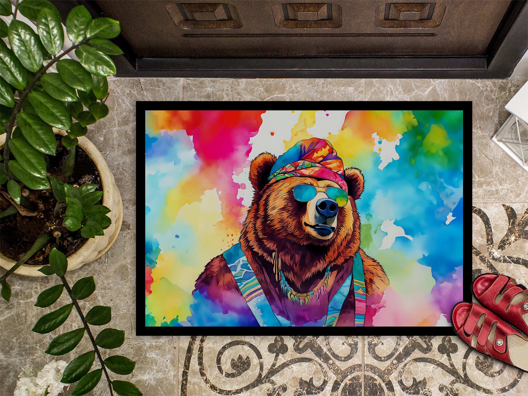 Hippie Animal Grizzly Bear Doormat