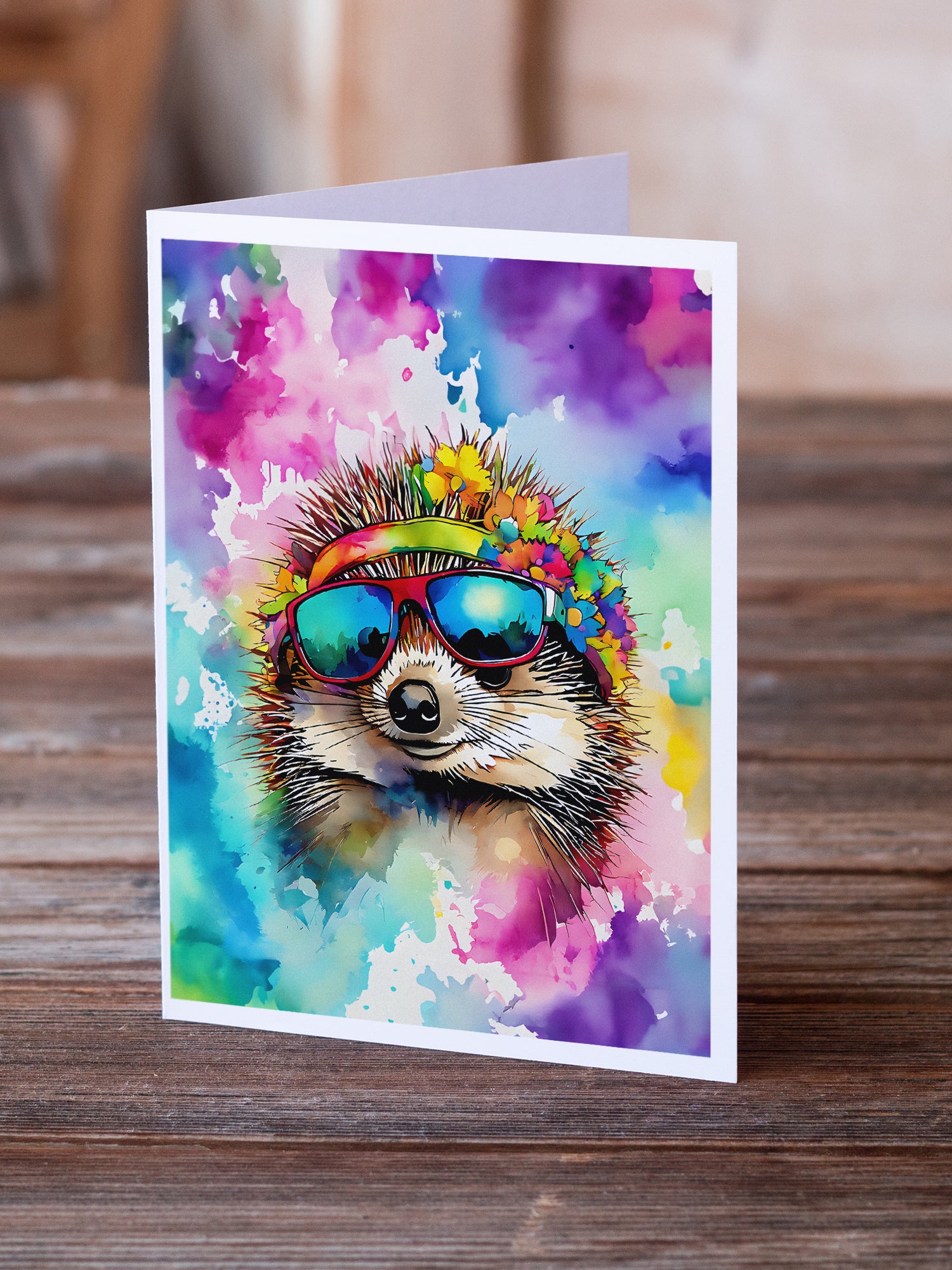 Hippie Animal Hedgehog Greeting Cards Pack of 8