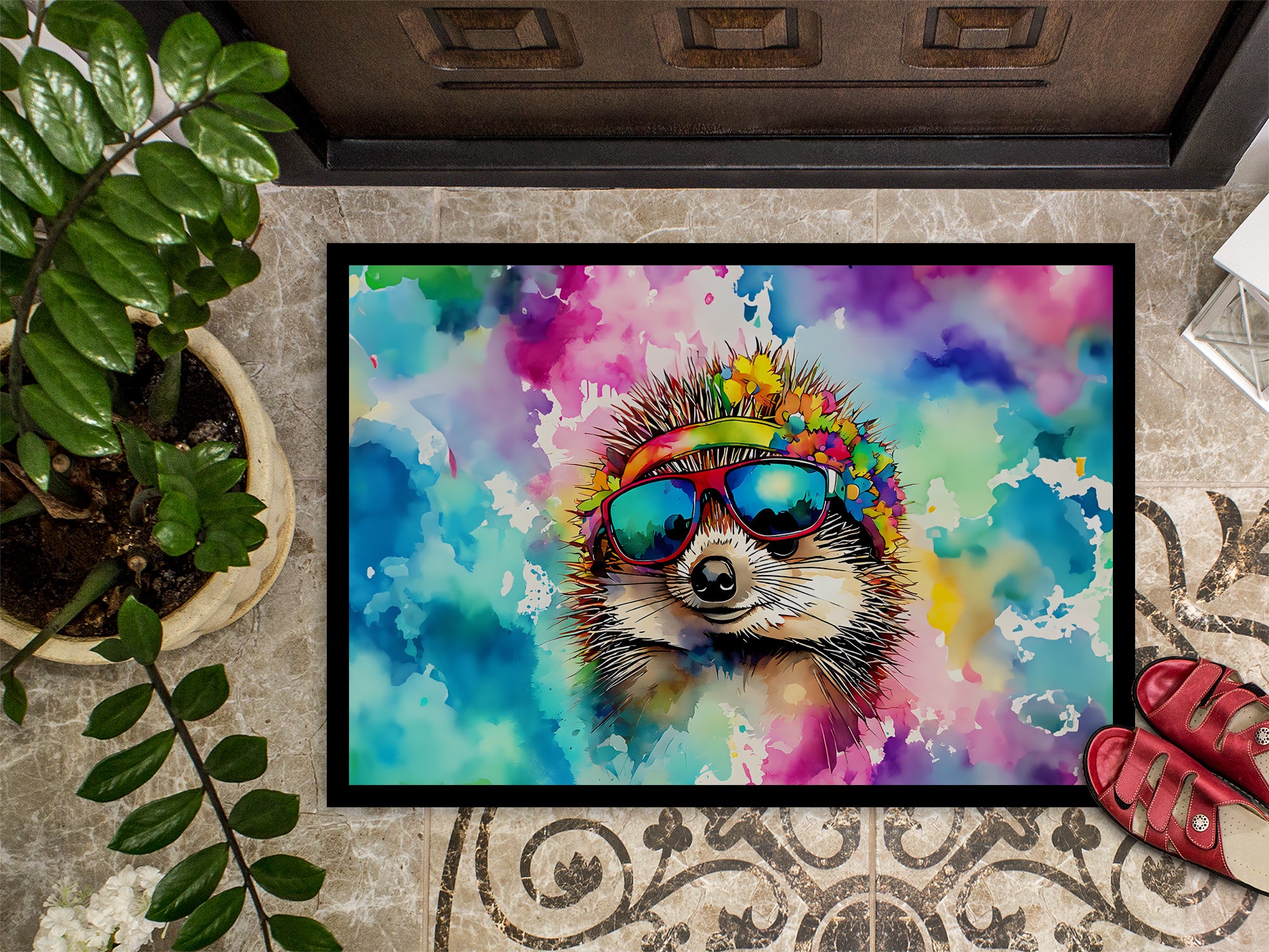 Hippie Animal Hedgehog Doormat