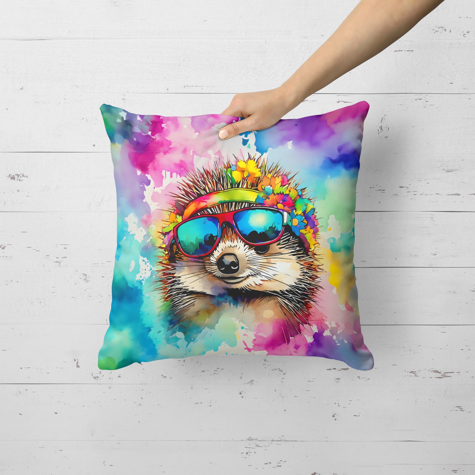 Caroline's Treasures Hippie Animal Hedgehog Throw Pillow