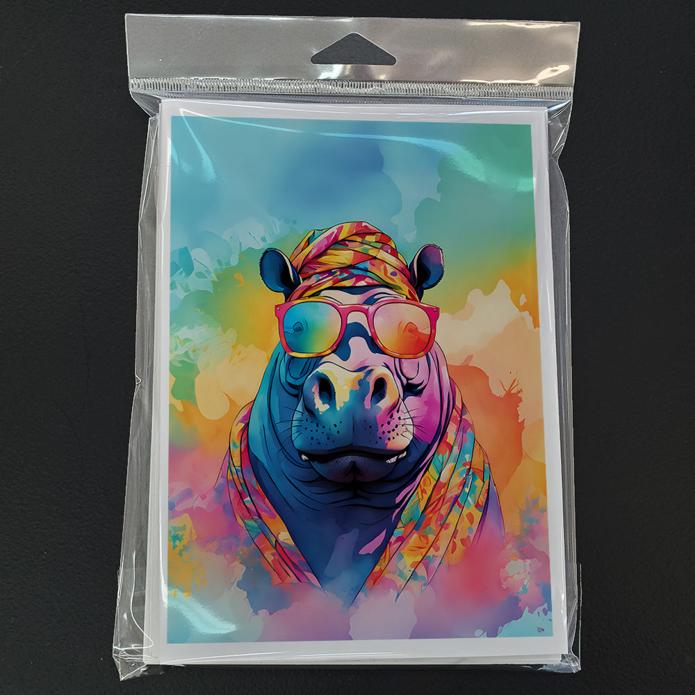 Hippie Animal Hippopotamus Greeting Cards Pack of 8