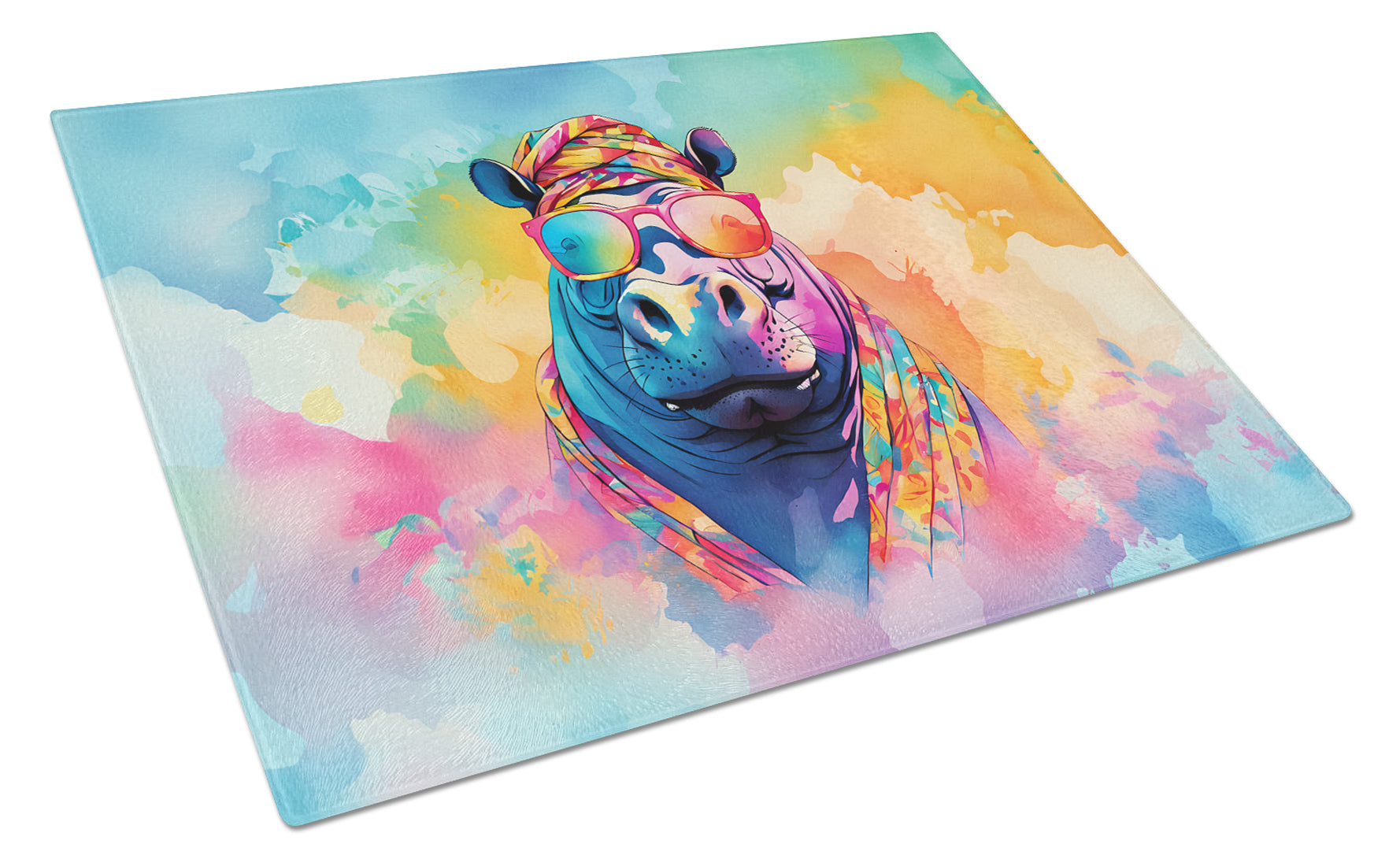 Buy this Hippie Animal Hippopotamus Glass Cutting Board