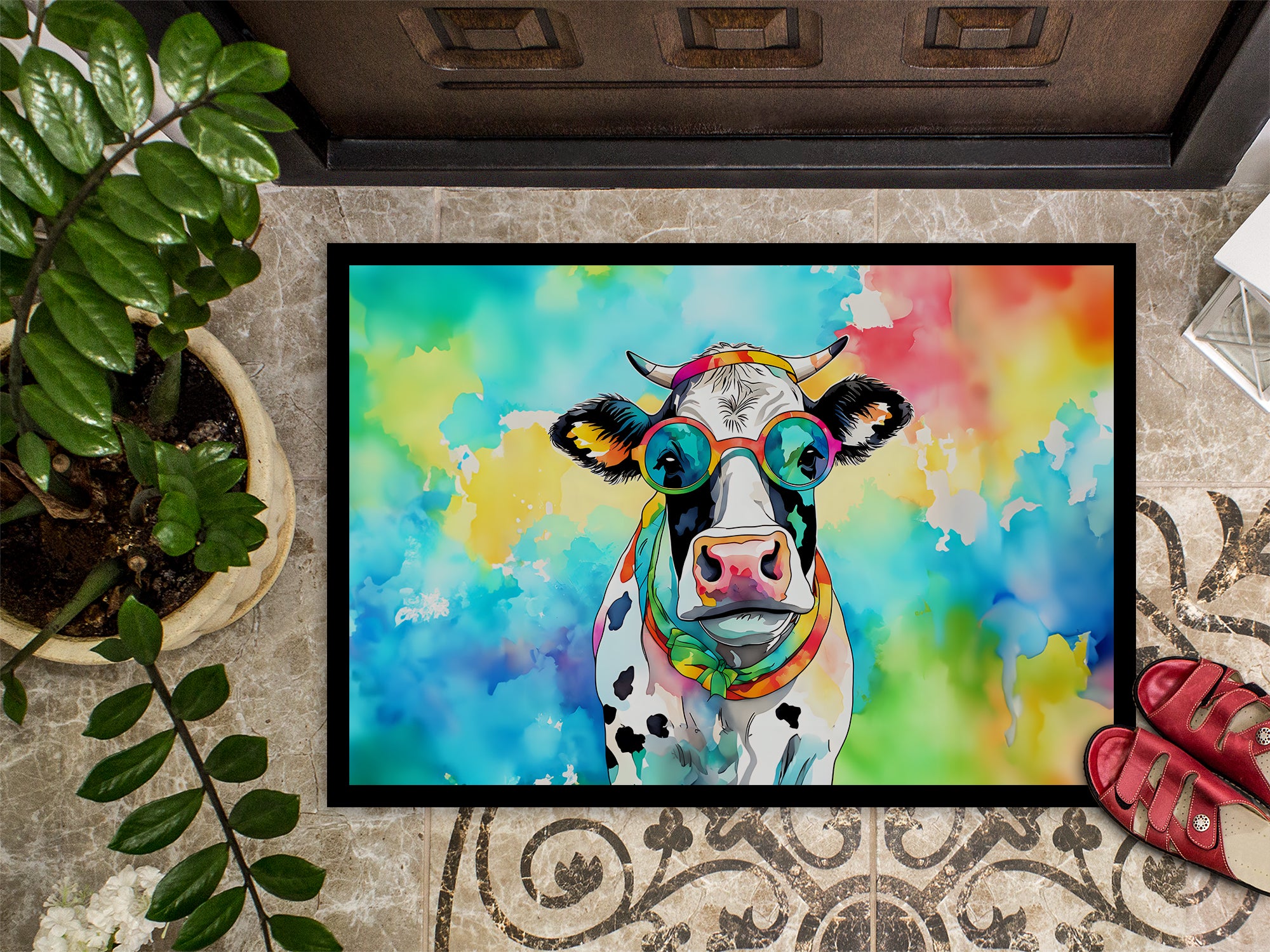 Hippie Animal Cow Doormat