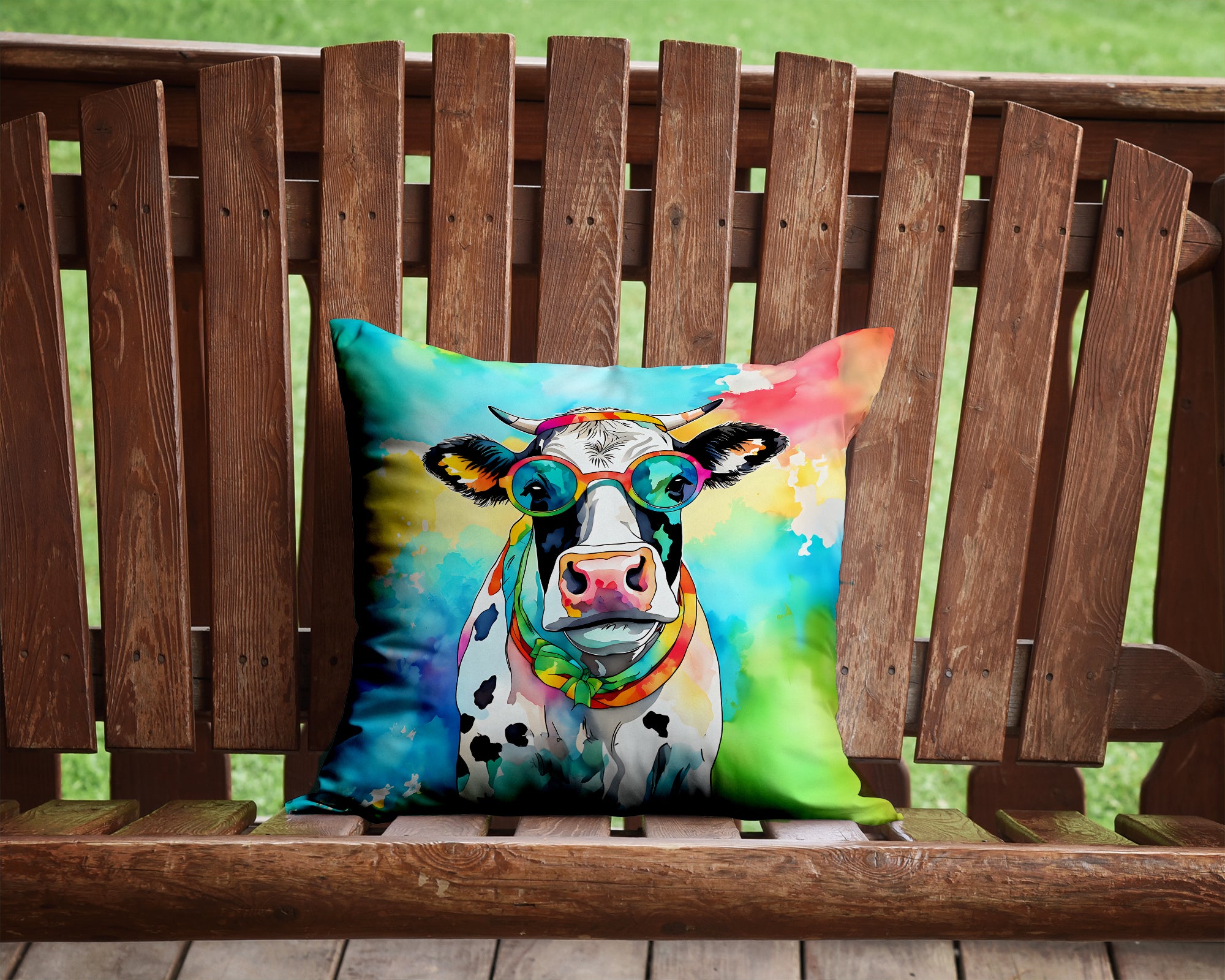 Hippie Animal Cow Throw Pillow