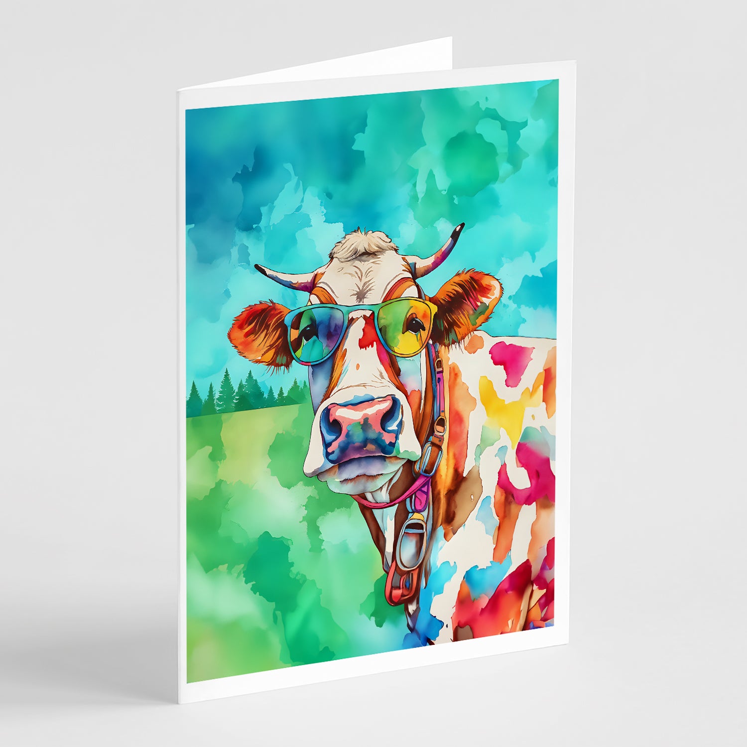 Buy this Hippie Animal Cow Greeting Cards Pack of 8