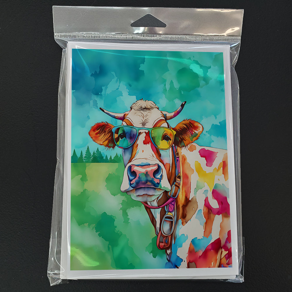 Hippie Animal Cow Greeting Cards Pack of 8