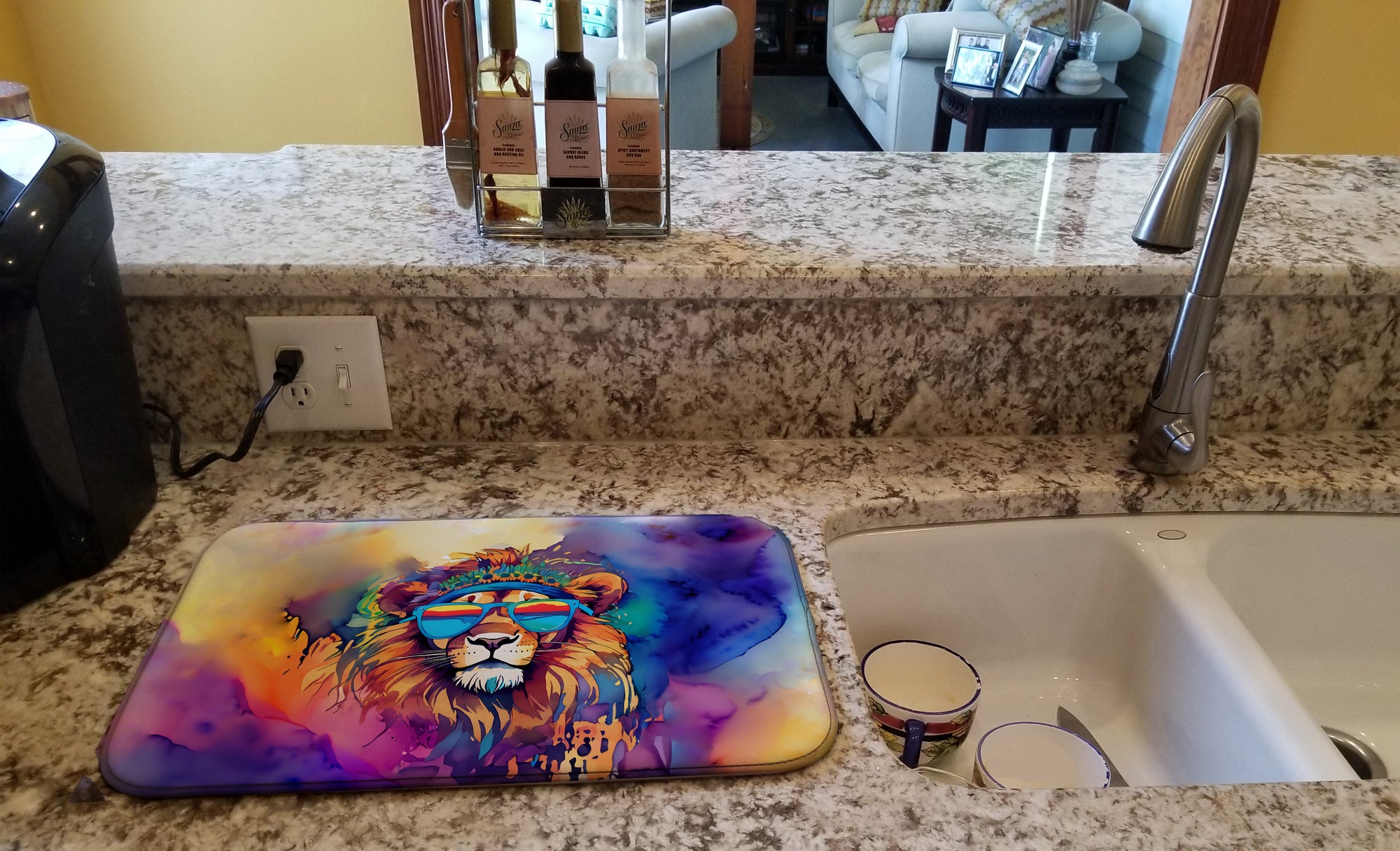 Hippie Animal Lion Dish Drying Mat