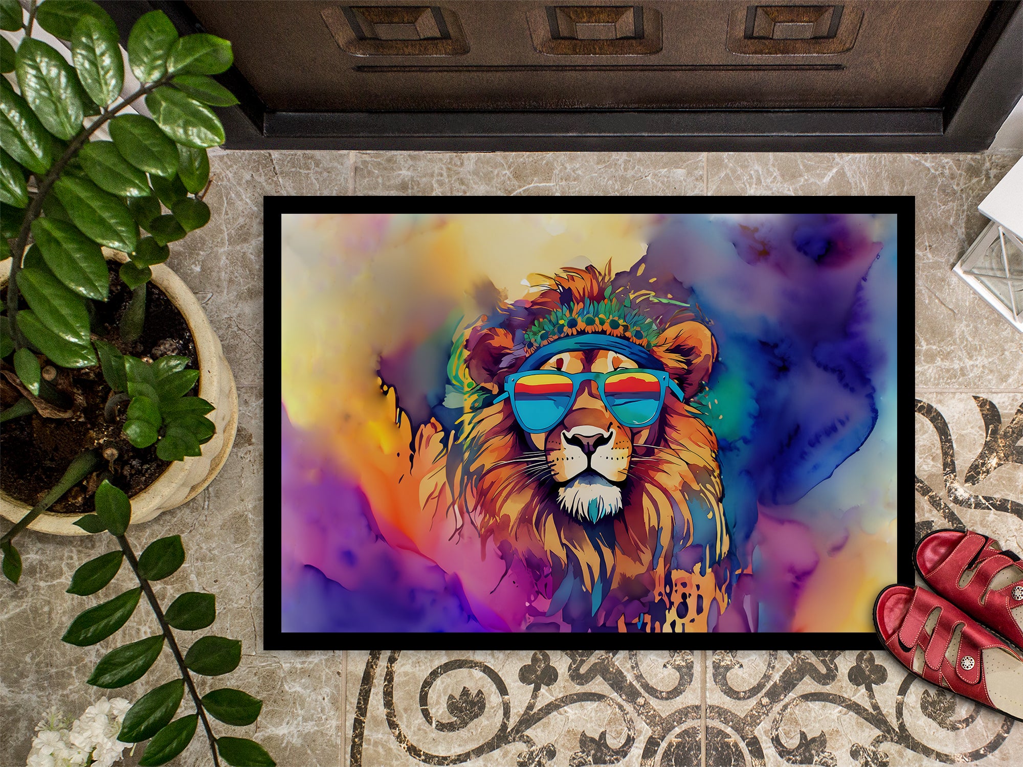 Hippie Animal Lion Doormat
