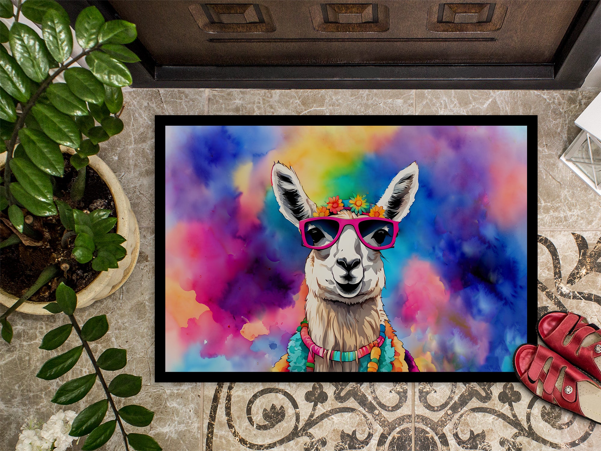 Hippie Animal Llama Doormat