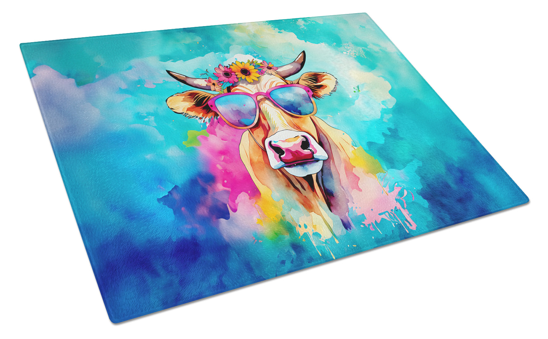 Buy this Hippie Animal Malvi Cow Glass Cutting Board