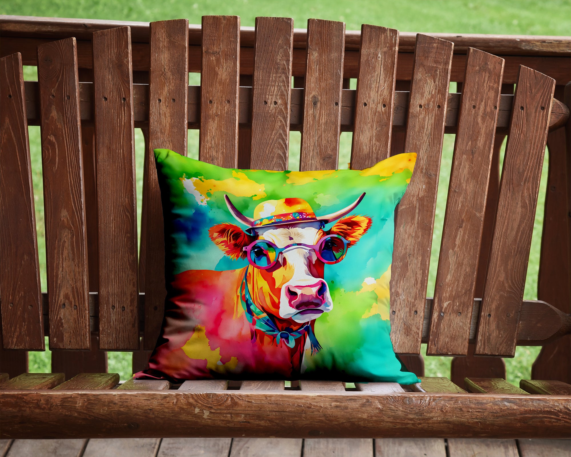 Hippie Animal Malvi Cow Throw Pillow