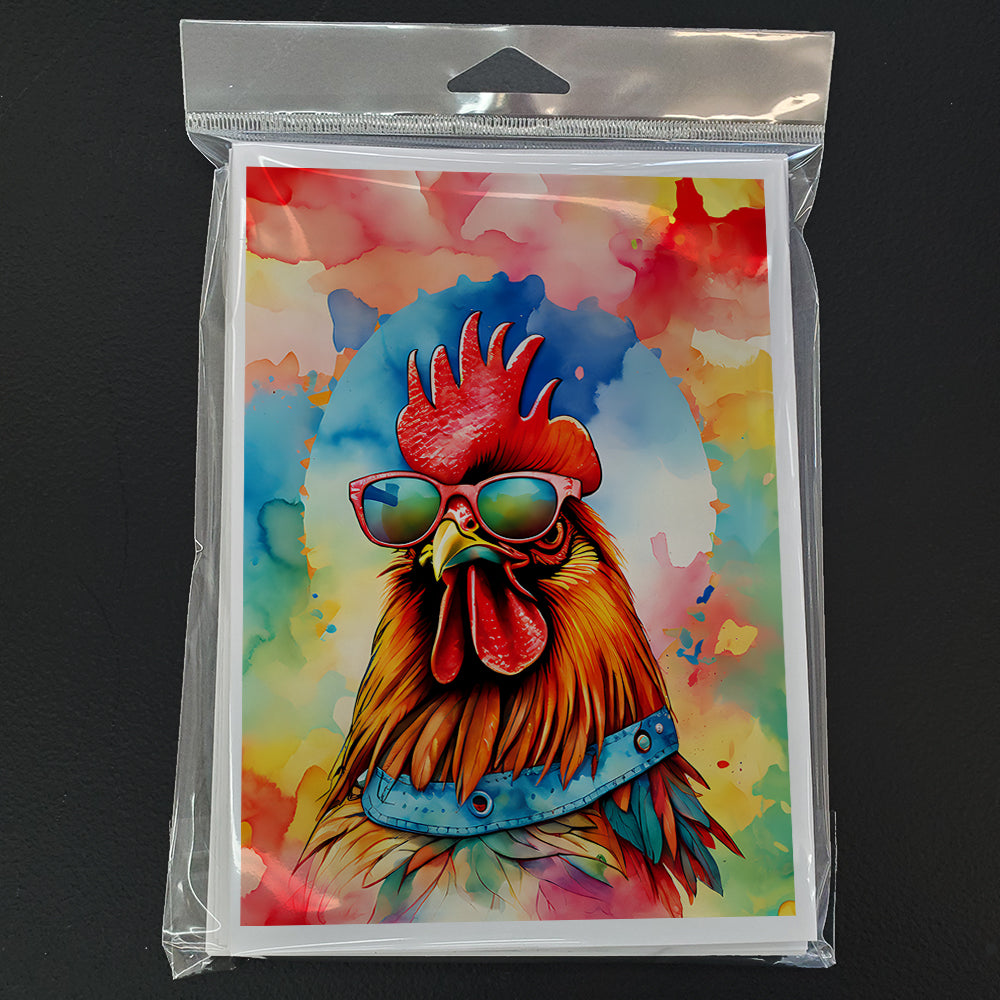 Hippie Animal Red Rooster Greeting Cards Pack of 8