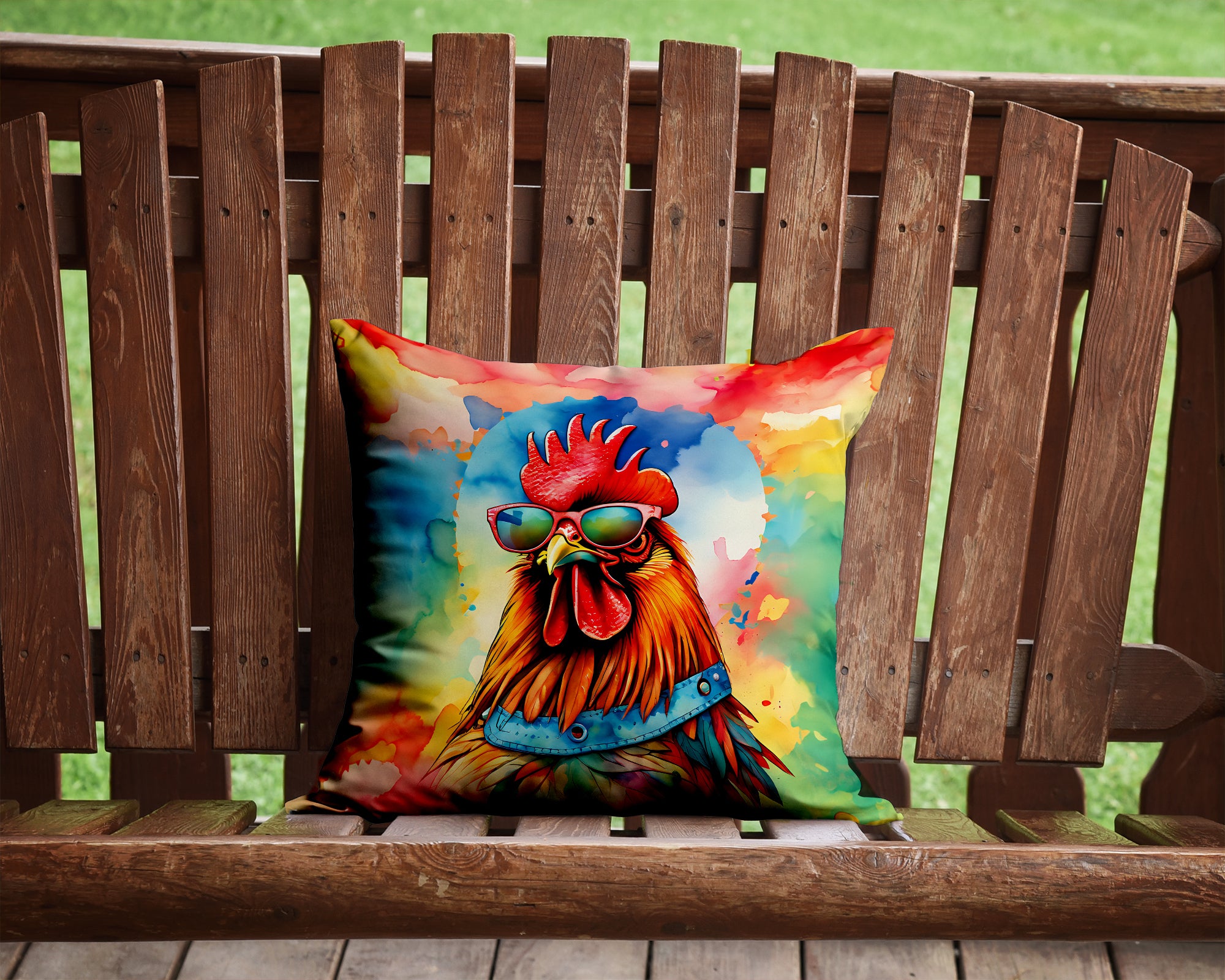 Hippie Animal Red Rooster Throw Pillow