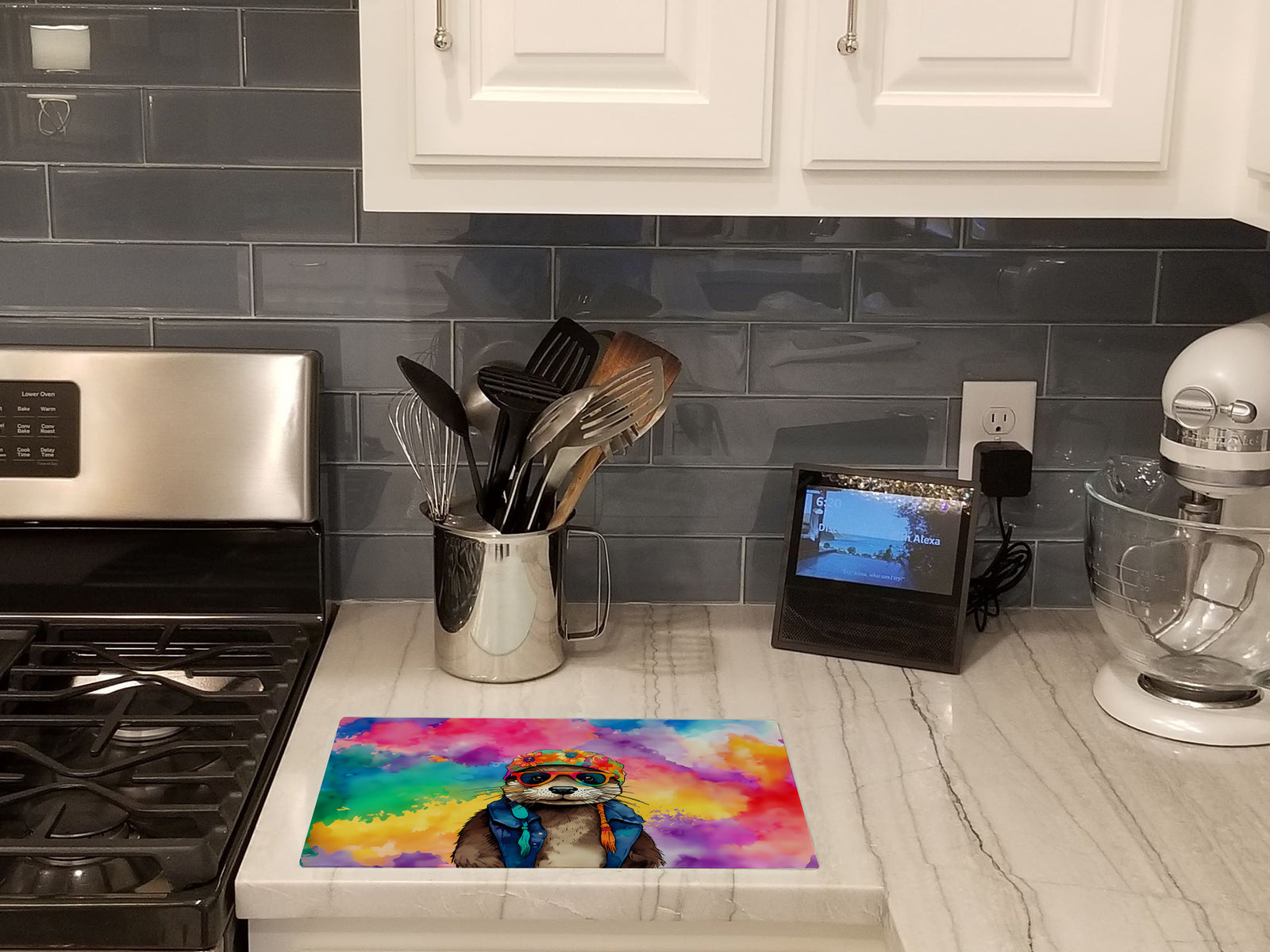 Caroline's Treasures Hippie Animal Otter Glass Cutting Boards – Durable, Decorative Kitchen Art