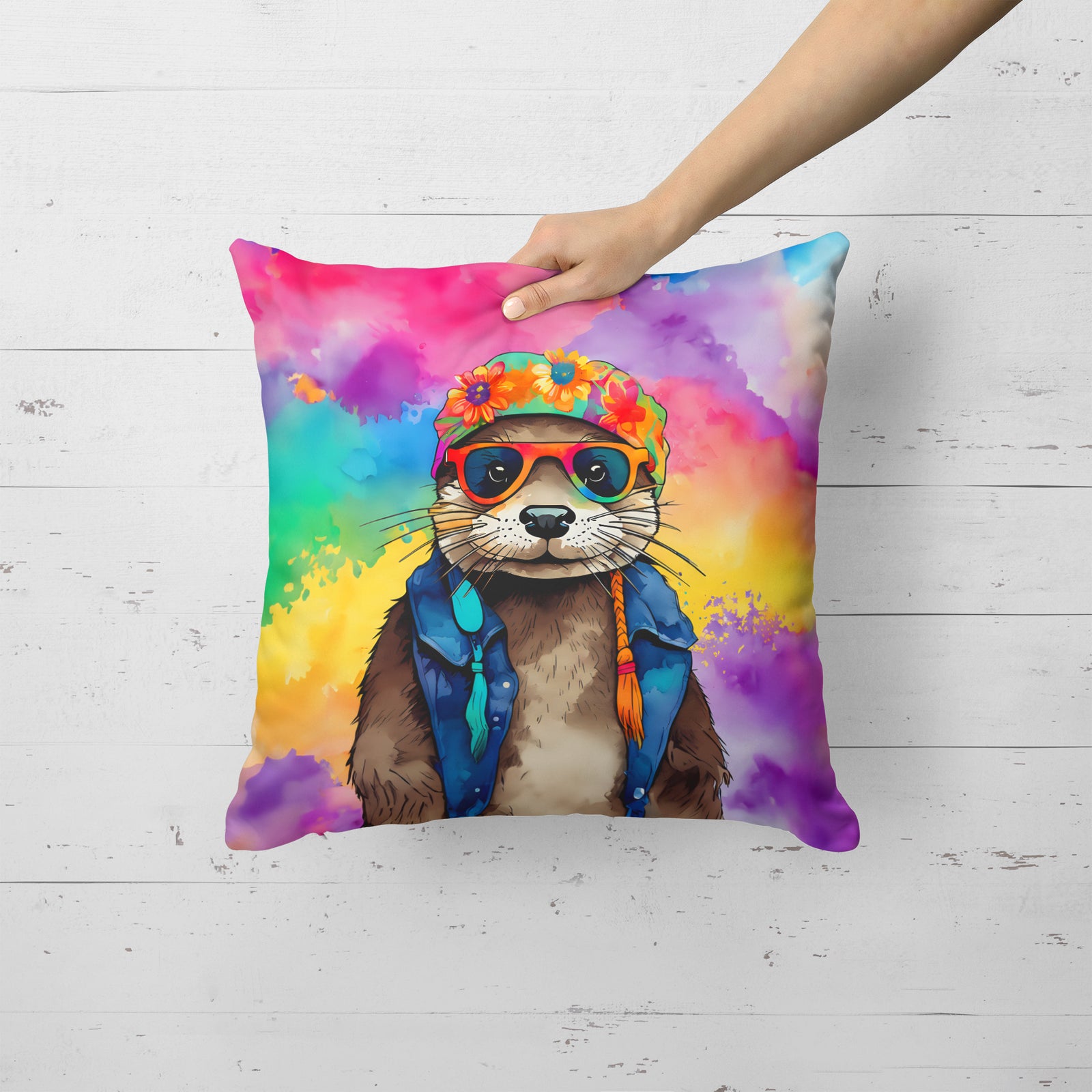 Caroline's Treasures Hippie Animal Otter Throw Pillow