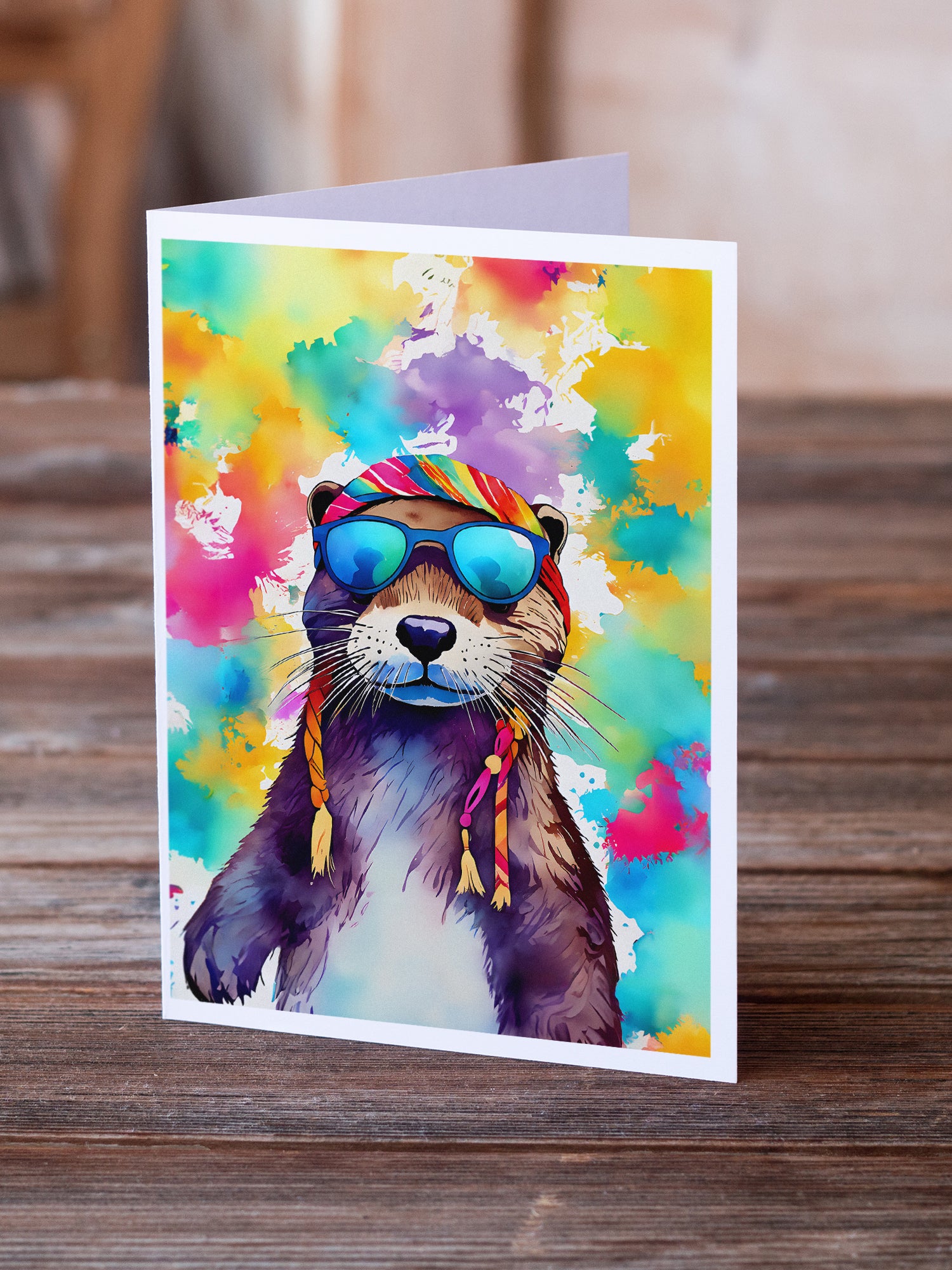 Caroline's Treasures Hippie Animal Otter Greeting Cards - Blank Note Cards – 8-Pack of Artist-Designed Cards with Envelopes