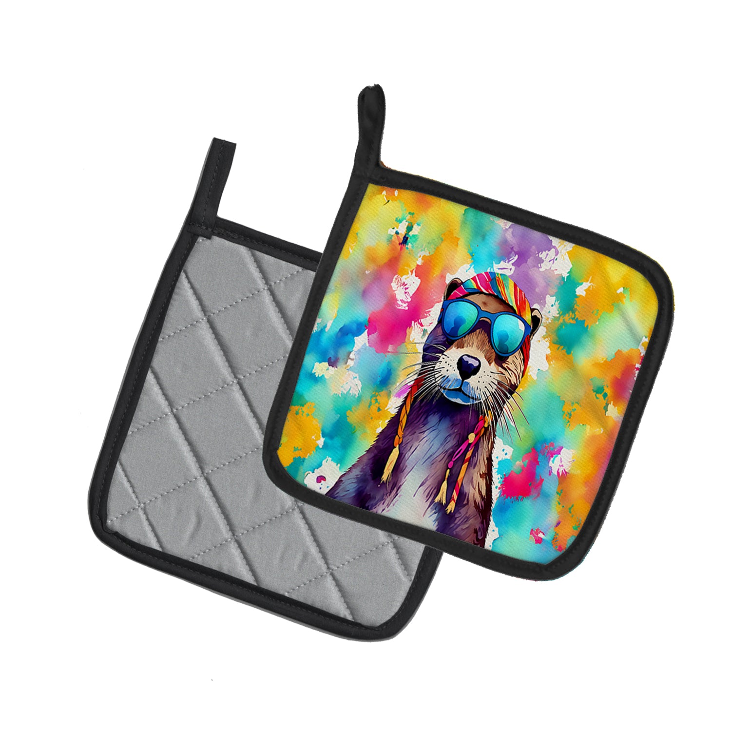 Caroline's Treasures Hippie Animal Otter Pot Holders - Set of 2 Decorative Kitchen Helpers | Made in the USA